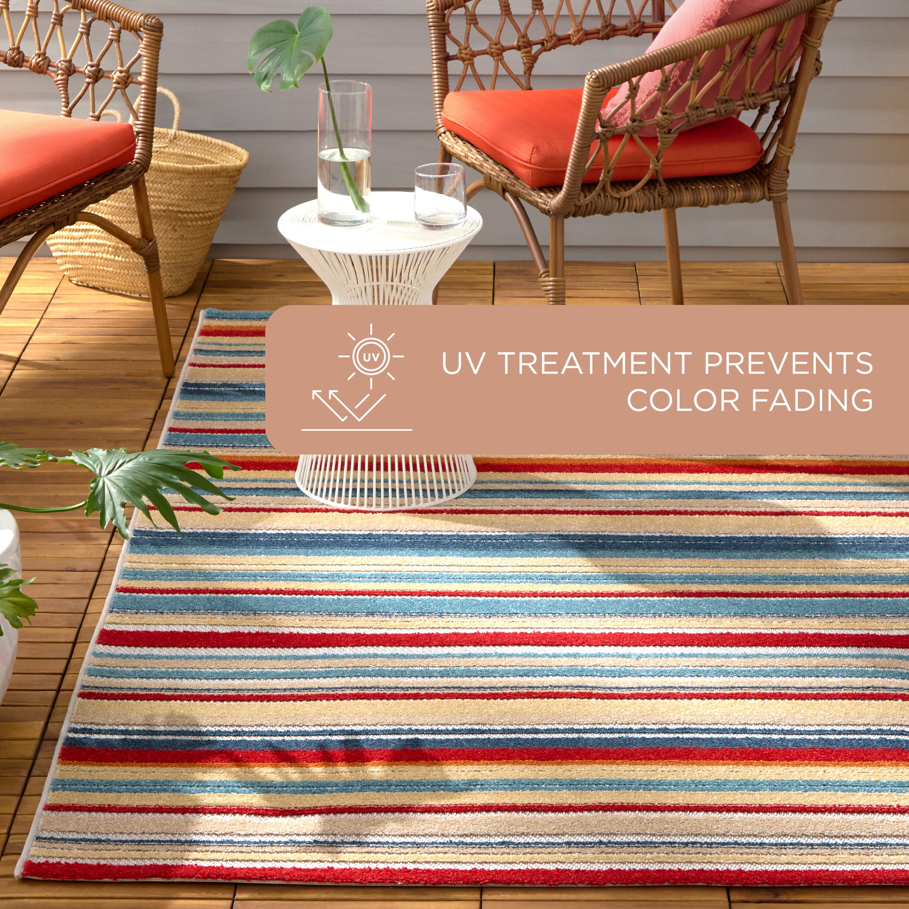Rio Multicolor Stripe Indoor Outdoor Area Rug, 5'2" x 7'2"