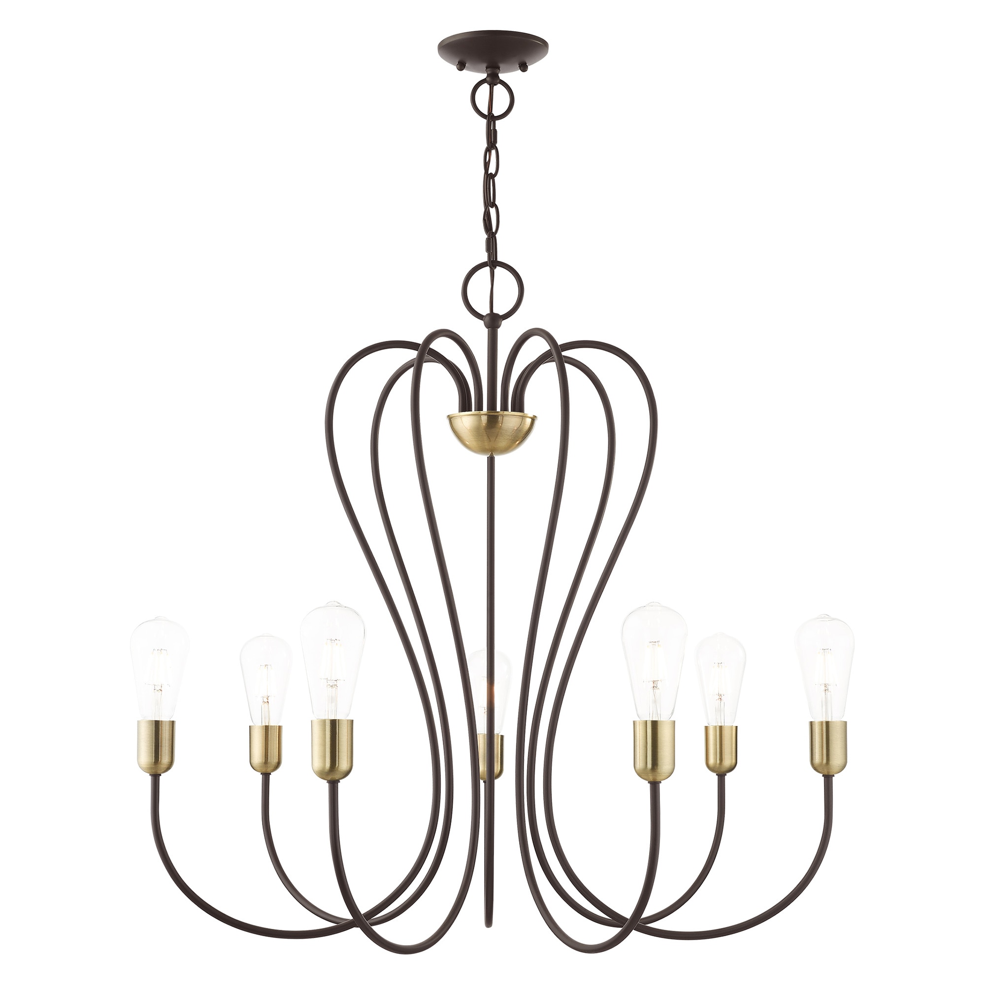 Livex Lighting 41367-07 Lucerne 7 -Light Matte Bronze Traditional For Use in Bathrooms, Bedrooms, Dining Rooms, Foyers, Kitchens, Living Rooms Chandelier