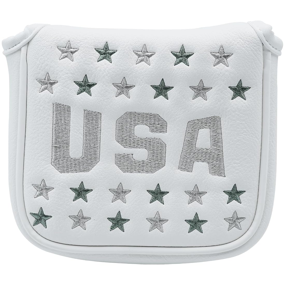 Aoibox  White USA Heel Shafted Mallet Putter Cover with Magnetic Closure PU Leather and Plush Lining