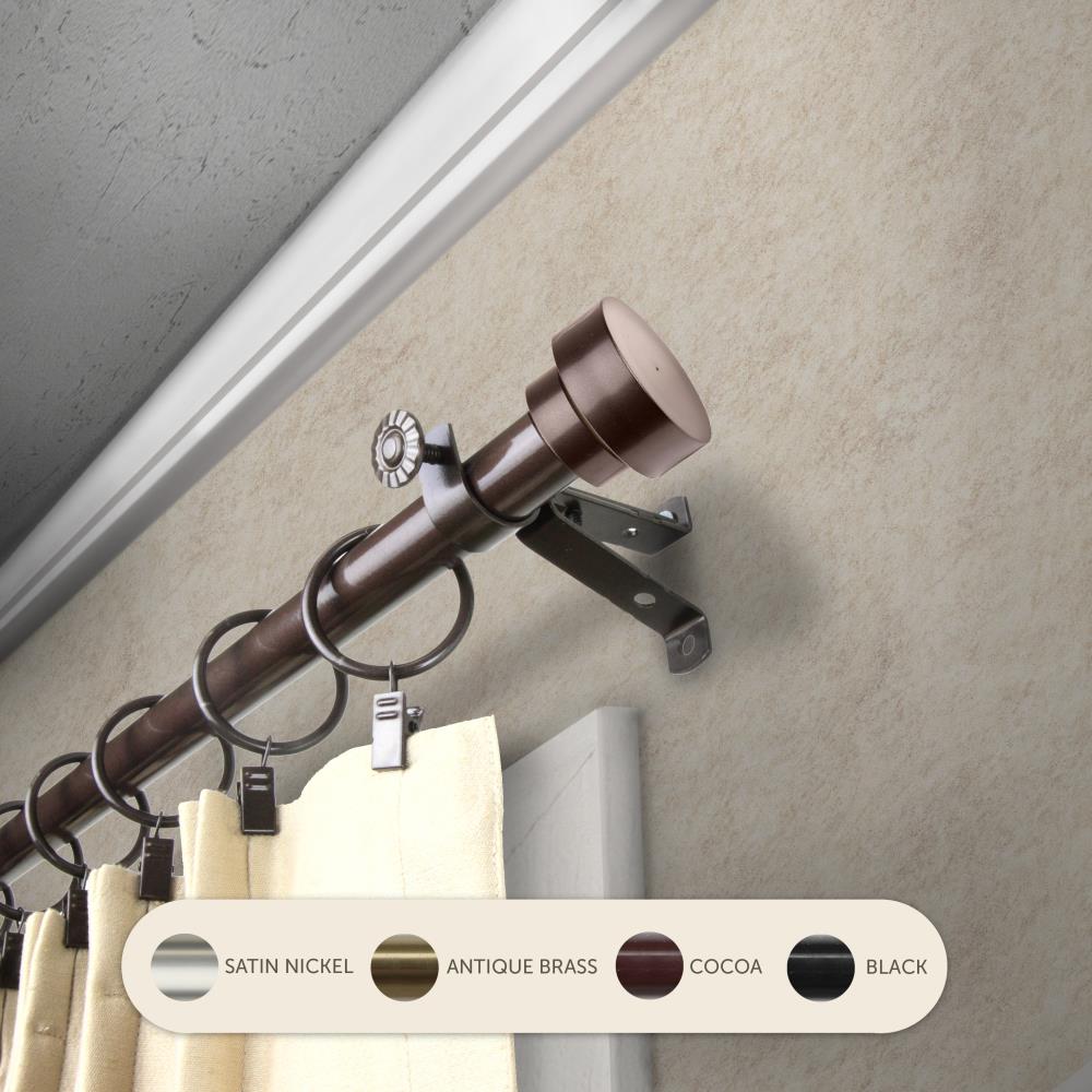 Hart & Harlow L4837-287 13/16-in Bryant 28-in to 48-in Cocoa Steel Single curtain rod with Finials