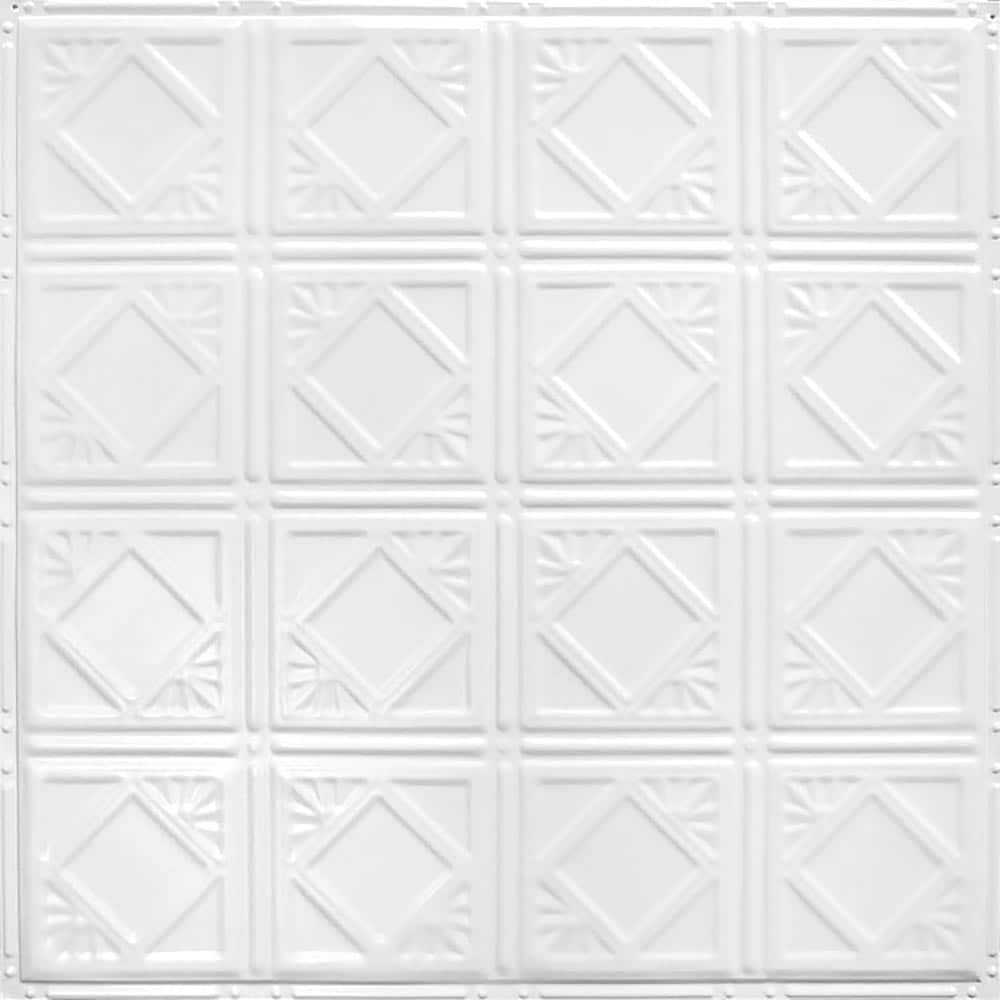 American Tin Ceilings 24-in x 24-in Bright White Satin Backsplash ...