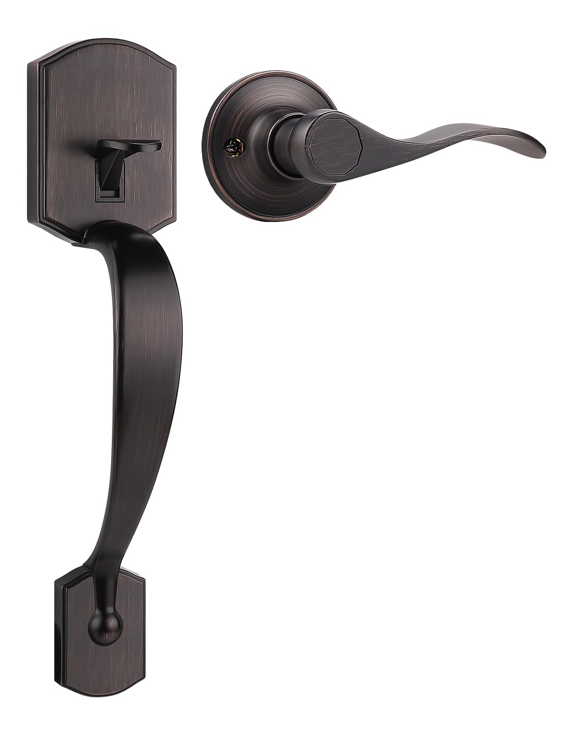 DYRCJ  Camelot Trim Lower Half Handleset Oil Rubbed Bronze Finish Entry Door Handle with Accent Wave Door Lever for Electronic Keypad Left