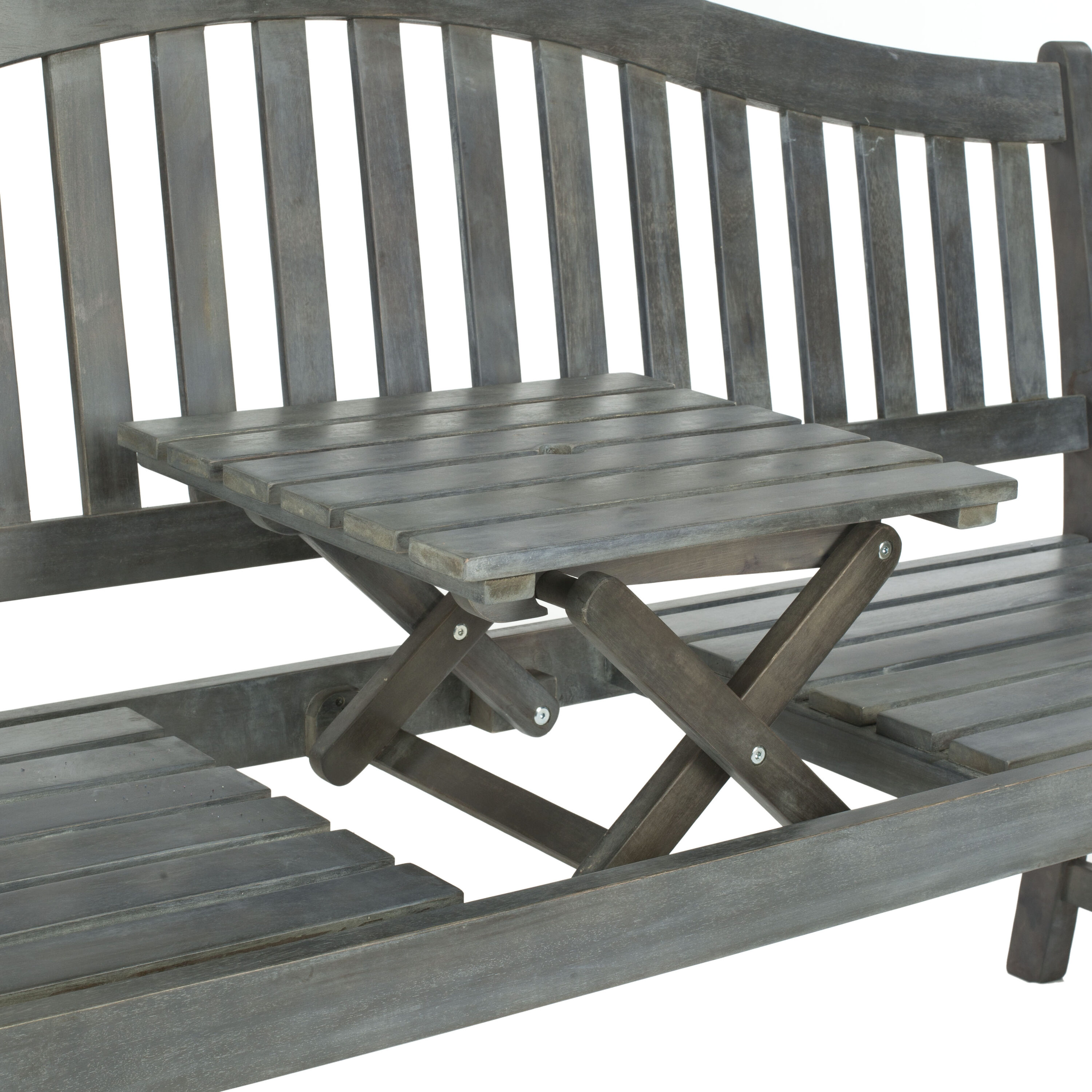Safavieh FOX6703B Mischa 63-in W x 37.8-in H Ash Gray Acacia Garden Bench