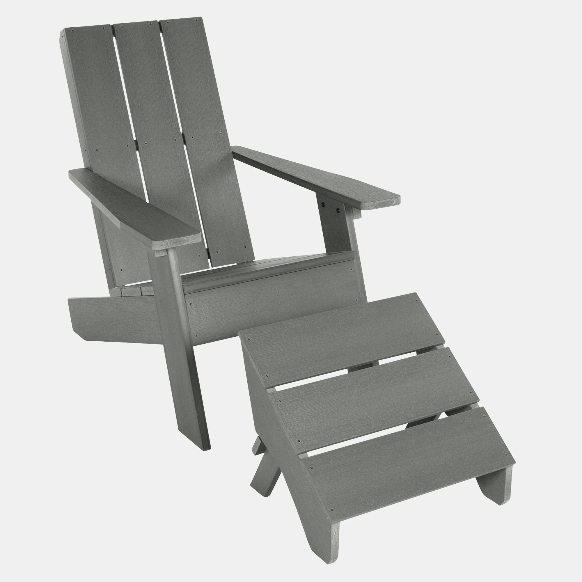 The Italica Modern Collection Coastal Teak Plastic Frame Stationary Adirondack Chair(s) with Slat Seat Stainless Steel | - highwood AD-KITCHRAD02-CGE