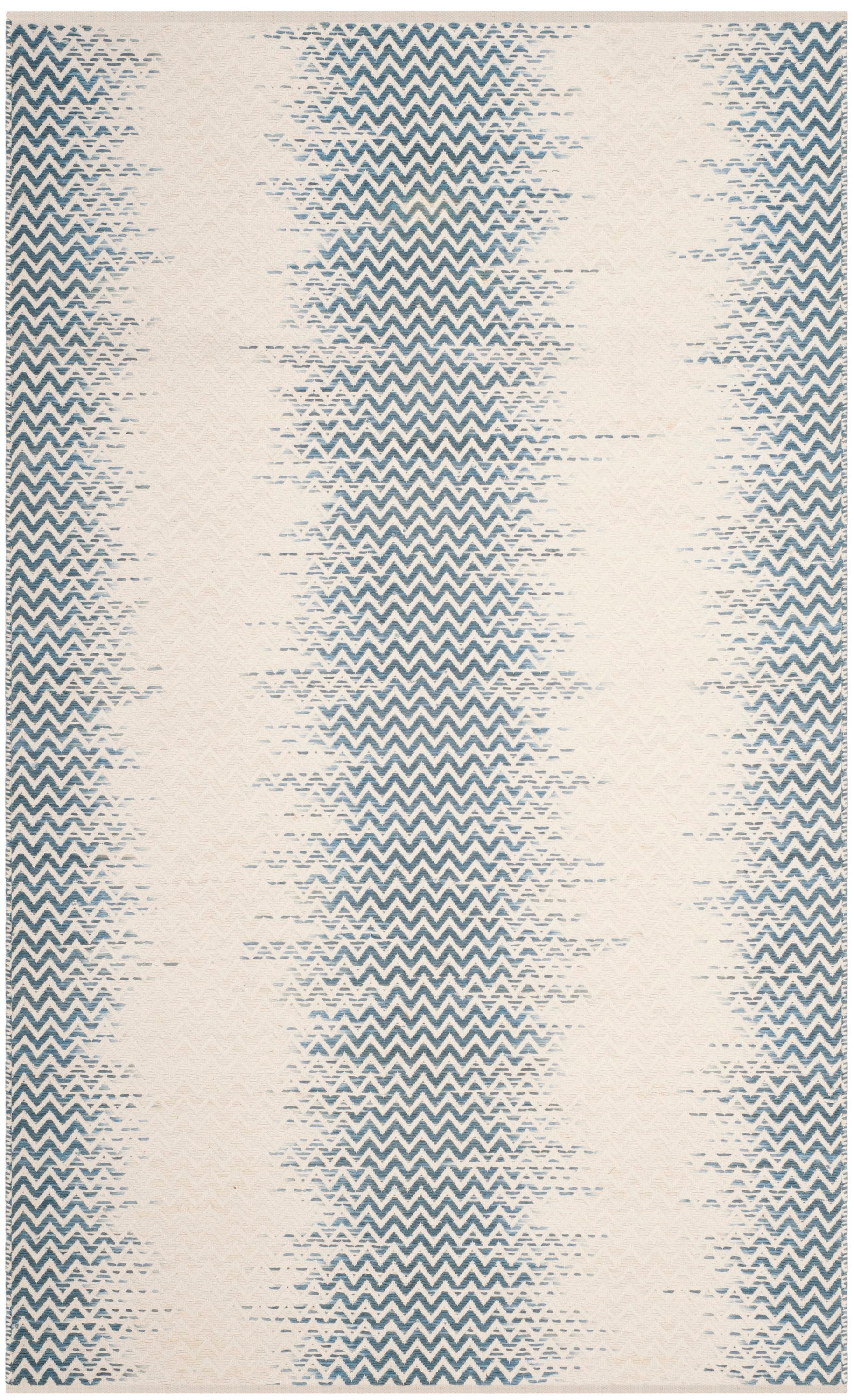 Safavieh KLC121A-5 Cotton Kilim Kadence 5 x 8 (ft) Cotton Blue/Ivory Rectangular Indoor Abstract Bohemian/Eclectic Area rug