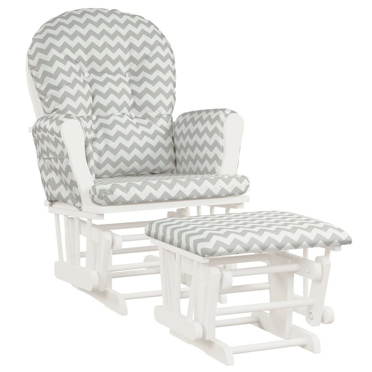 Slickblue 2 Piece Modern Glider Chair and Ottoman Set Rocking Chair Soft Microfiber Fabric Upholstered Chair for Living Room Bedroom Comfort Seating in Multiple Color Options