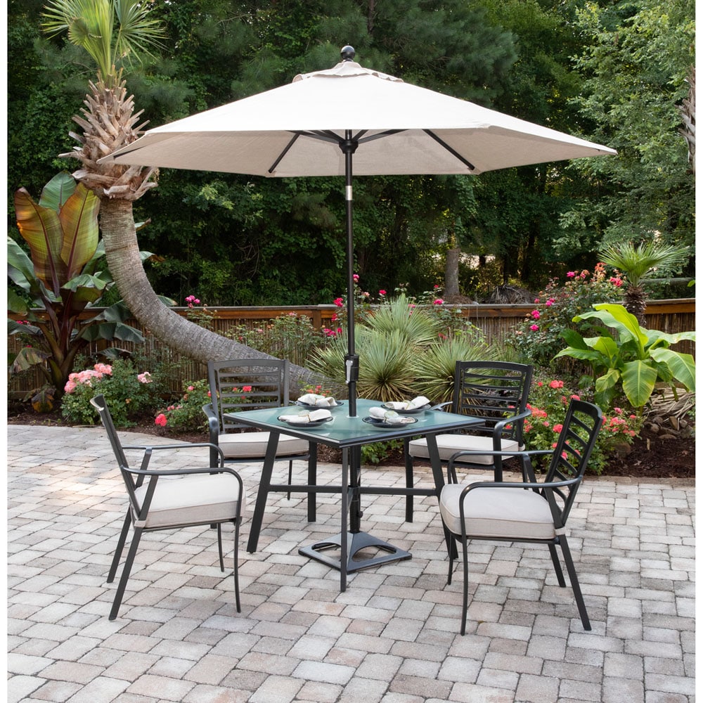 Hanover Pemberton 5-piece Patio Conversation Set With Tan Sunbrella 