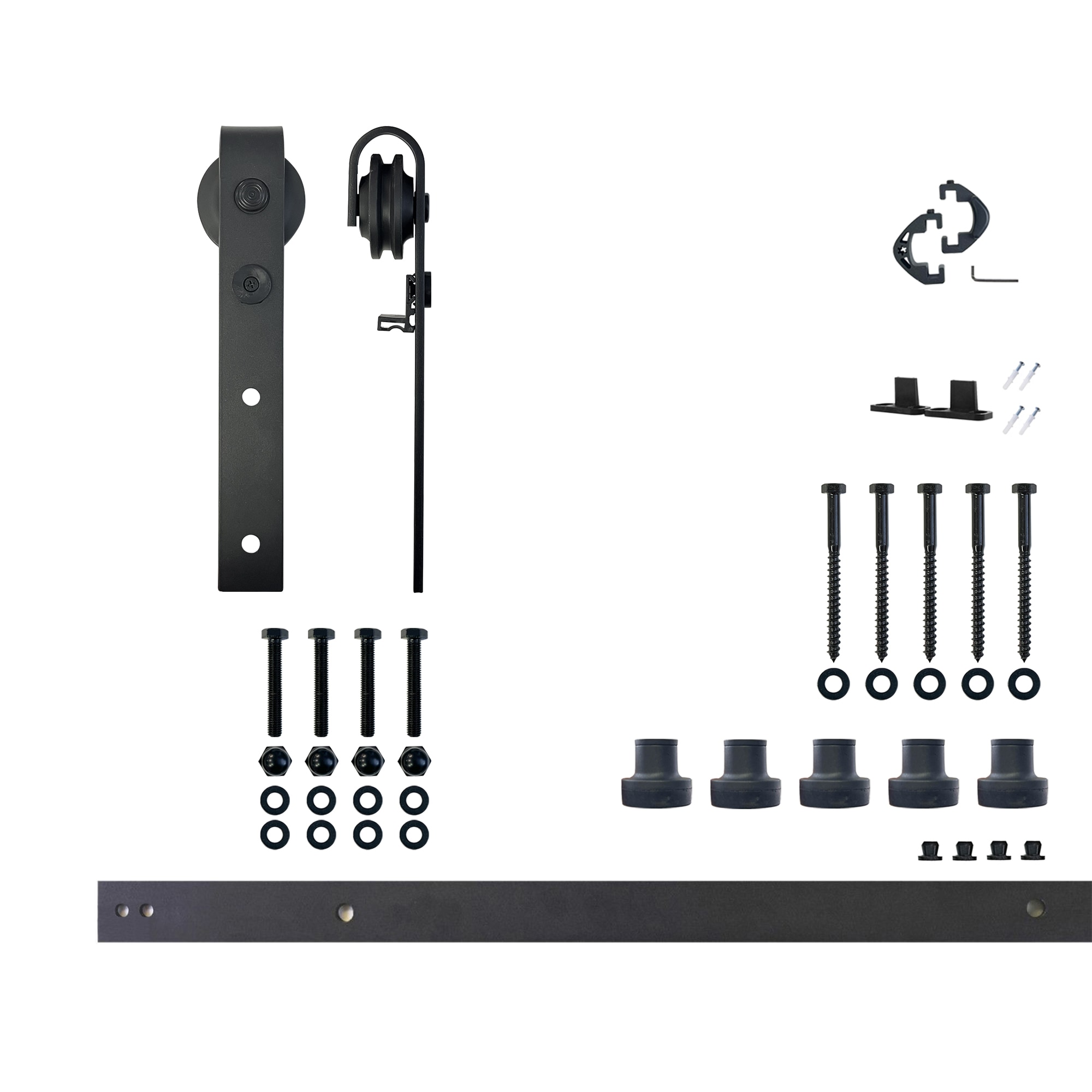HOMACER 79-in Rustic black Black Indoor J-strap Single Barn door hardware kit #YT1TGH079C
