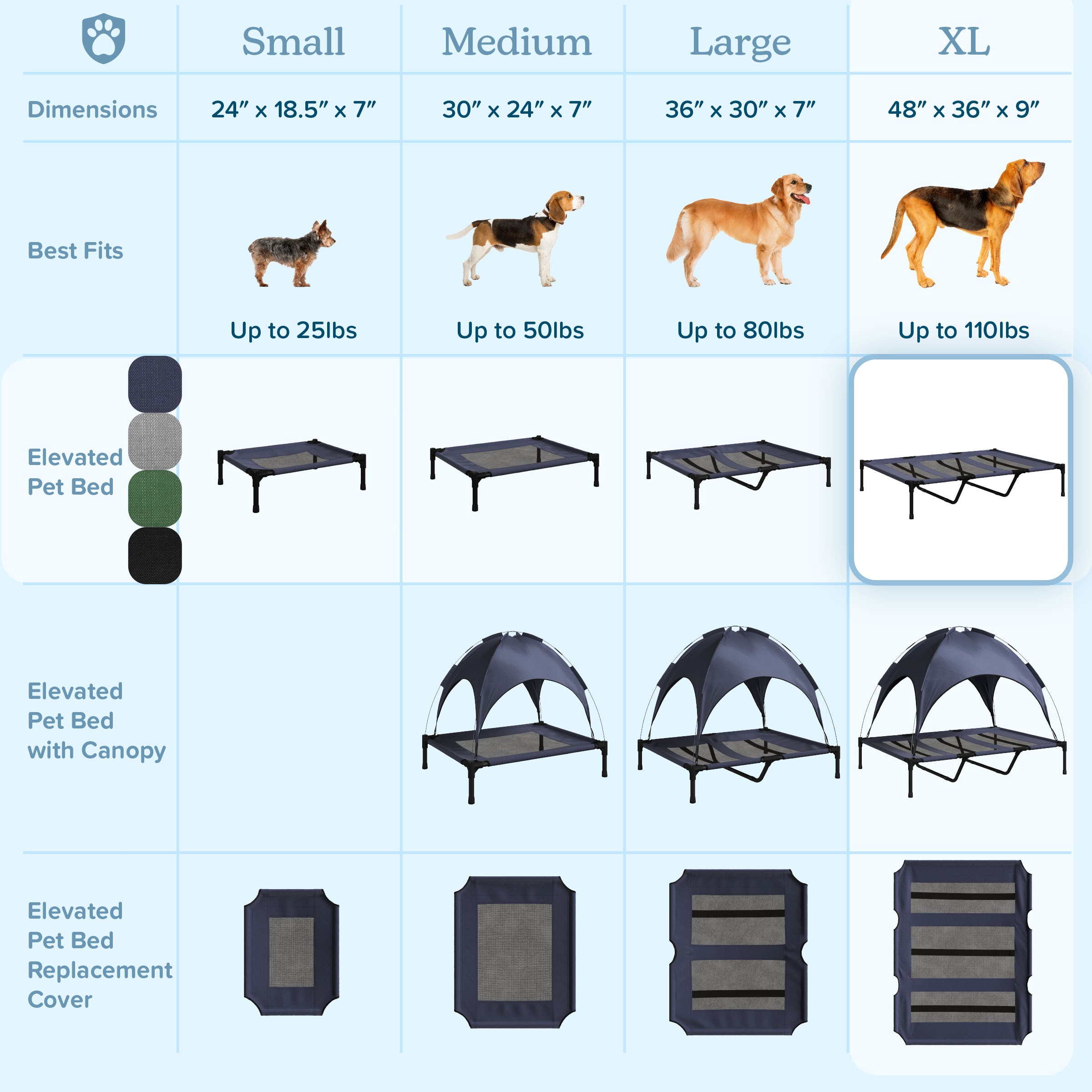 X-Large Green Elevated Outdoor Pet Bed with Mesh Panel