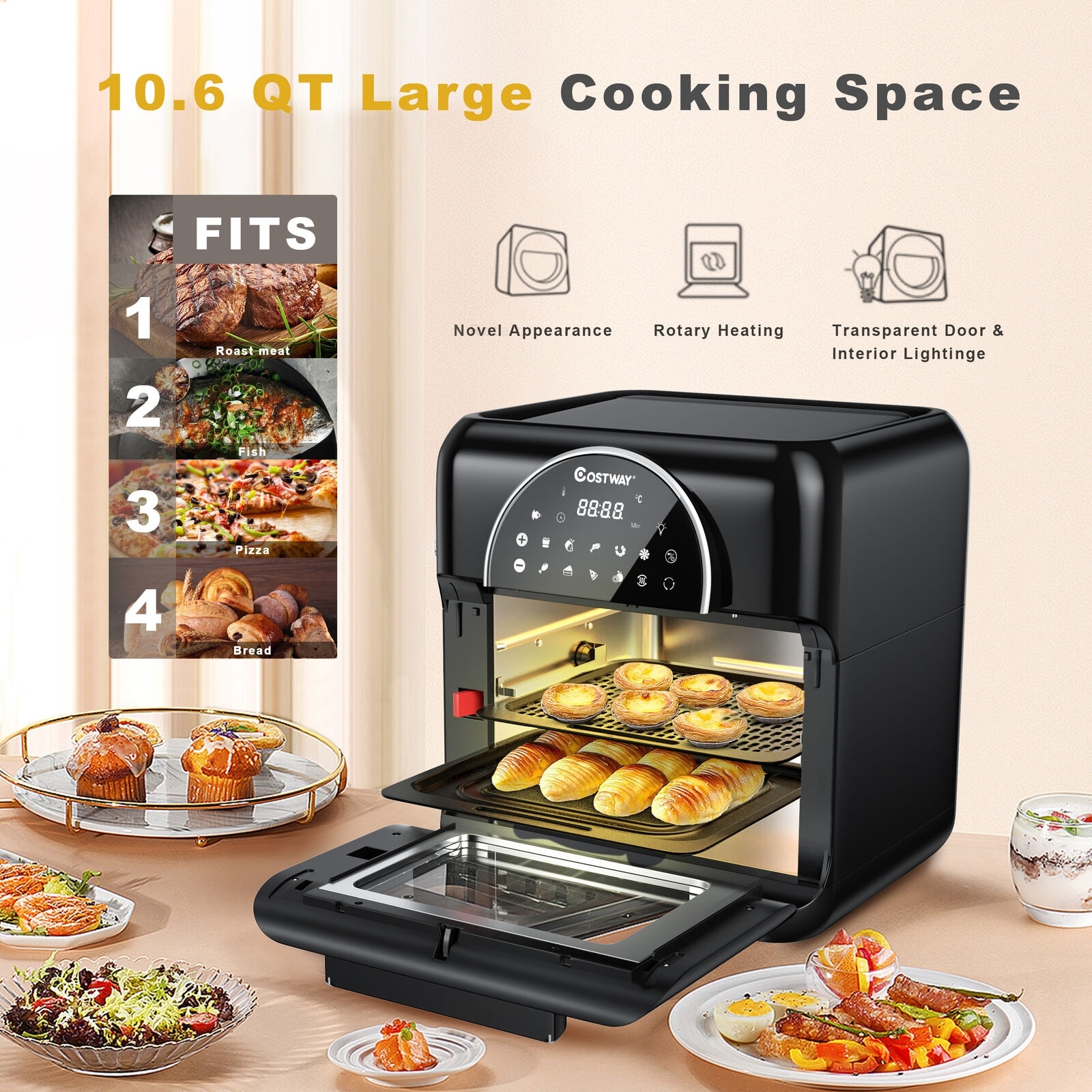 26.4-QT Large Toaster Oven 10 in 1 Air Fryer Digital Convection