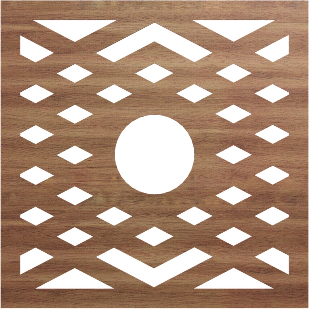 Ekena Millwork CMWP38X38X0250CHWA Chevron Fretwork Pierced 38-in W x 38-in L Architectural Walnut Wood Whole Ceiling Medallion
