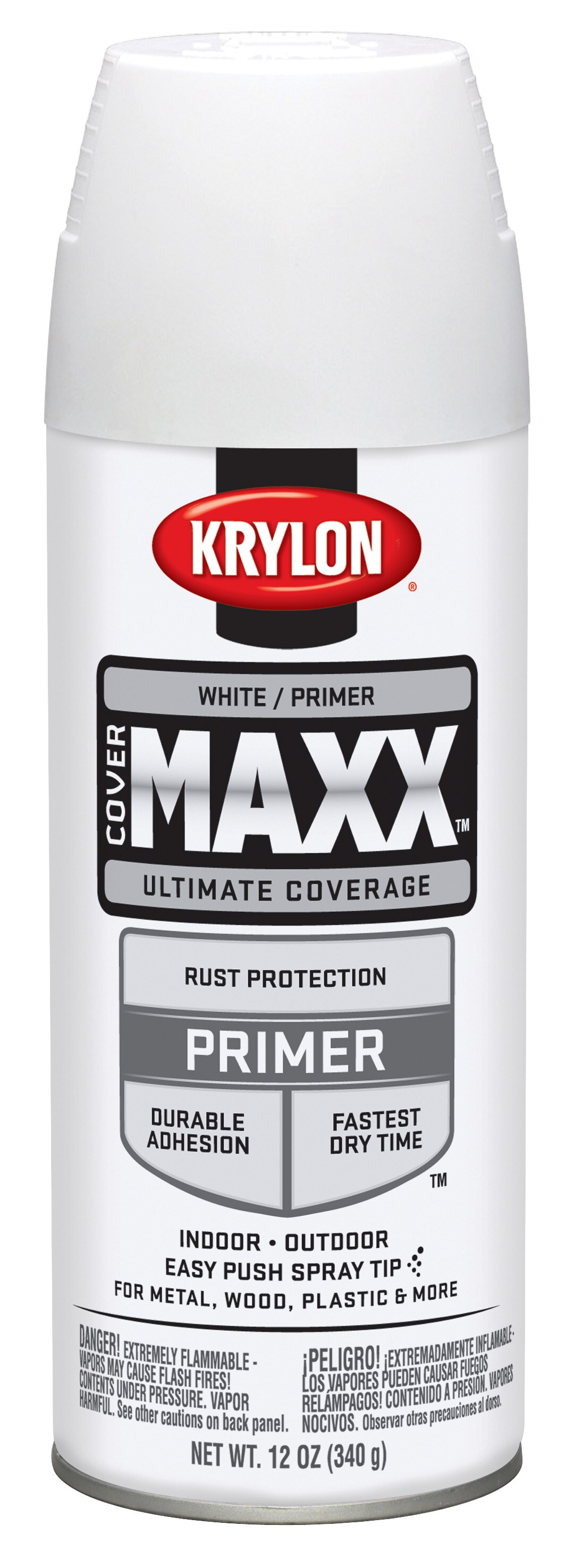 Krylon CoverMaxx Flat White Spray Paint and Primer In One (NET WT. 12 ...