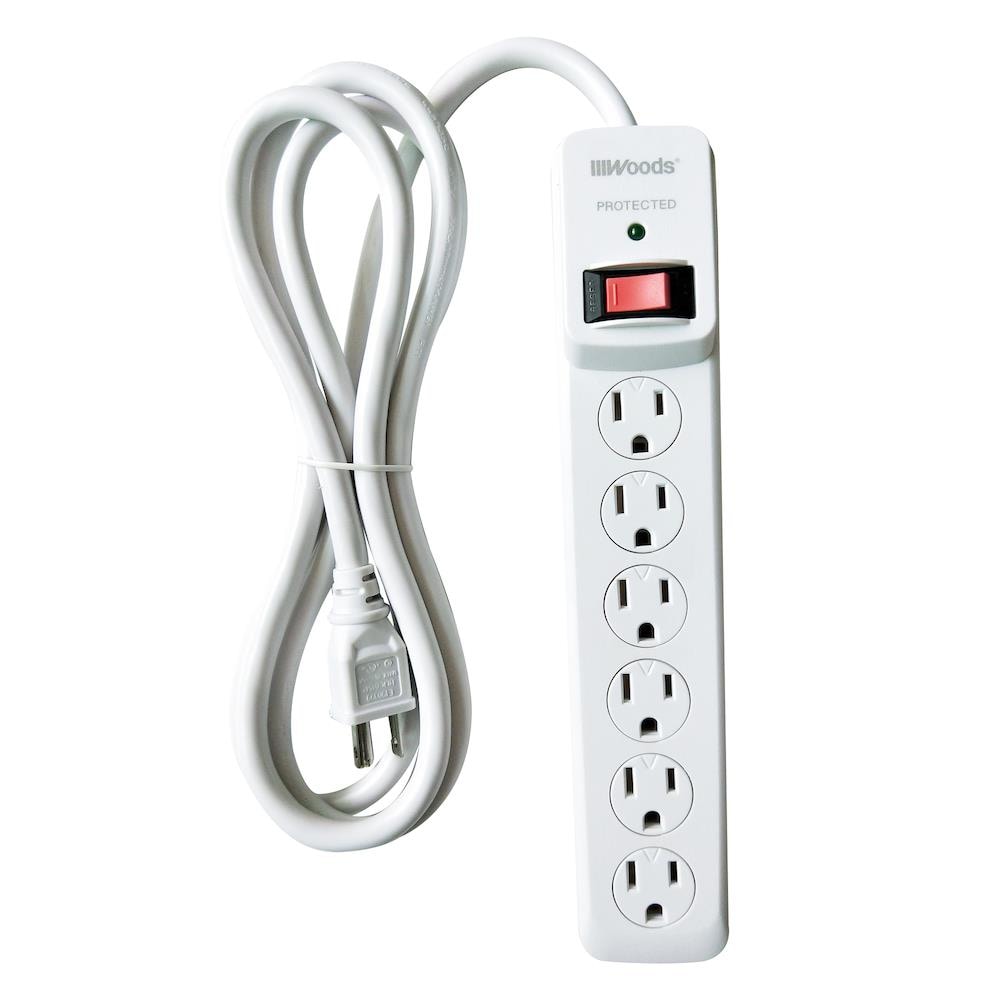 Woods 6-Outlet 680 Joules 1800-Watt 1800Va White Indoor Ac Surge ...