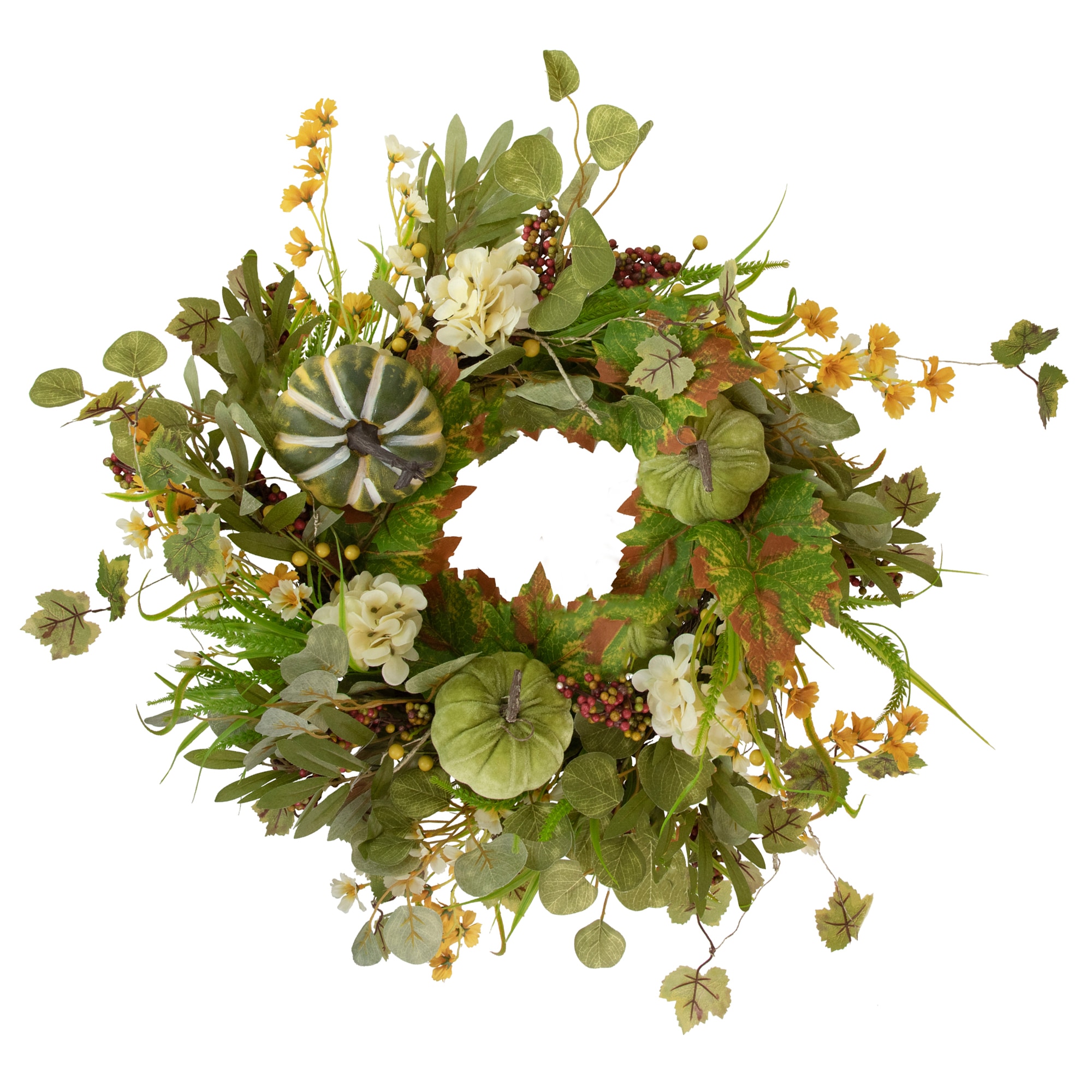 Northlight 34868417 2-ft 24-in Green Pumpkins Artificial wreath