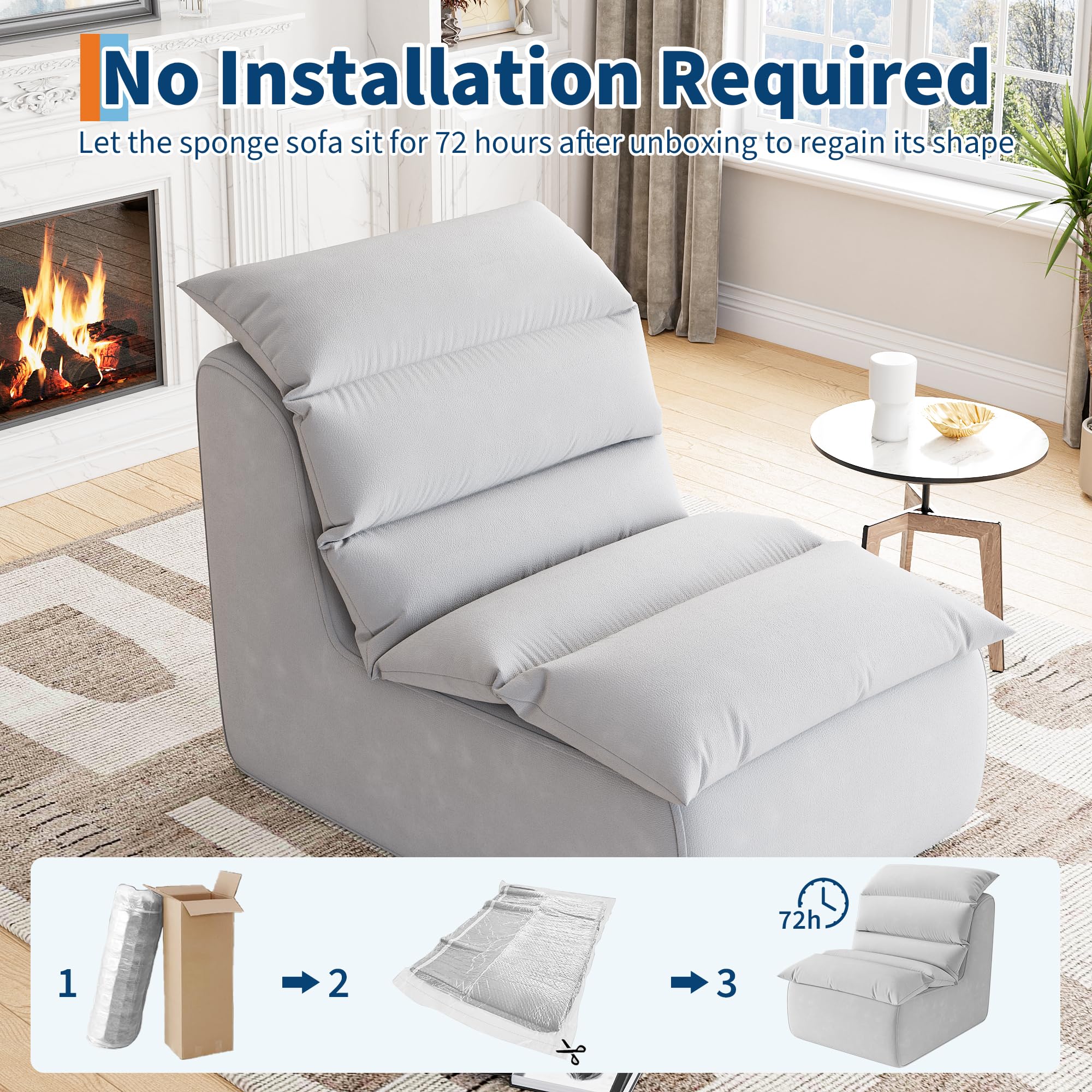 IdealHouse Bean Bag Chair Lazy Floor Couch with High Resilience Foam ...