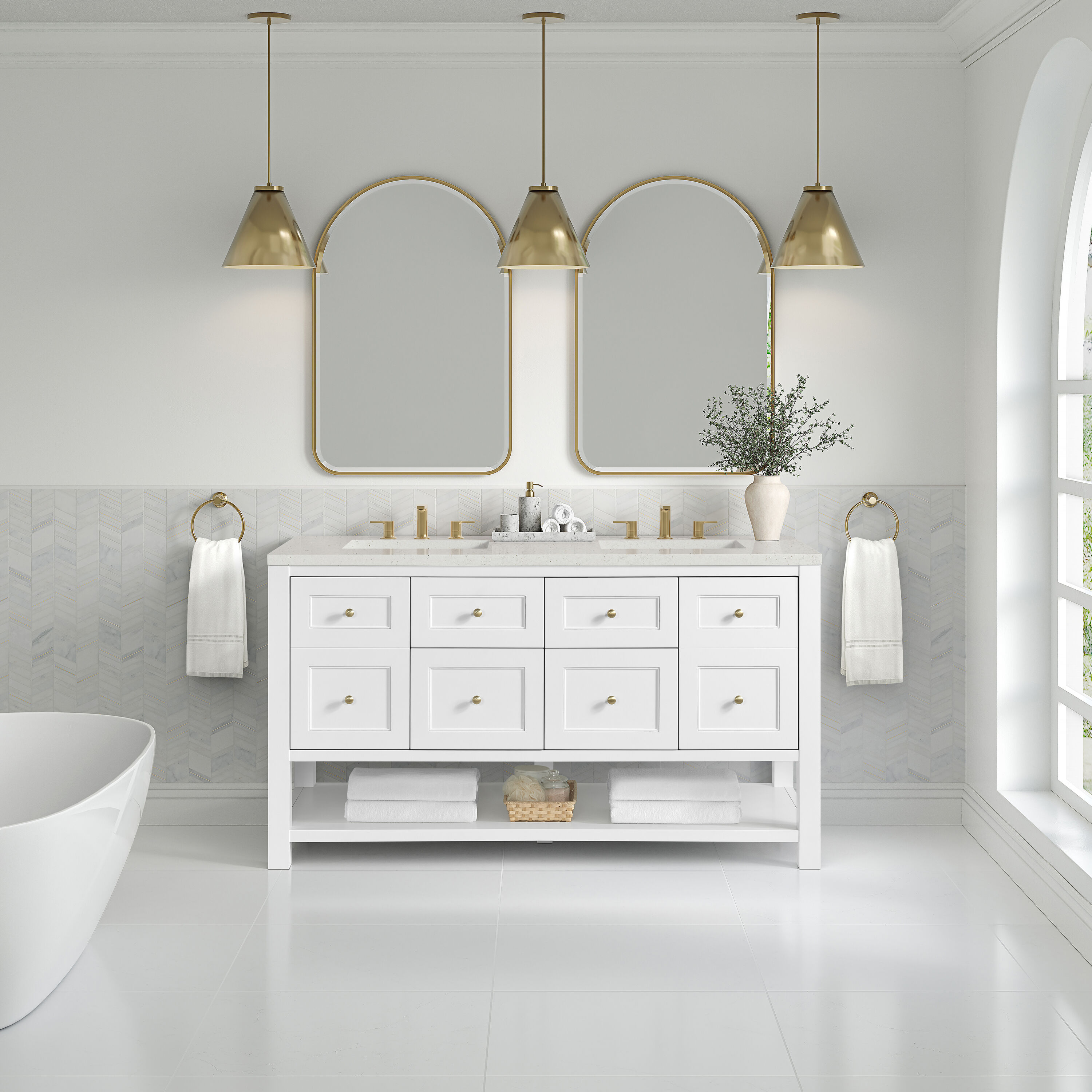 James Martin Vanities 330-V60D-BW-3LDL Bath-Vanity-Combo - View #2