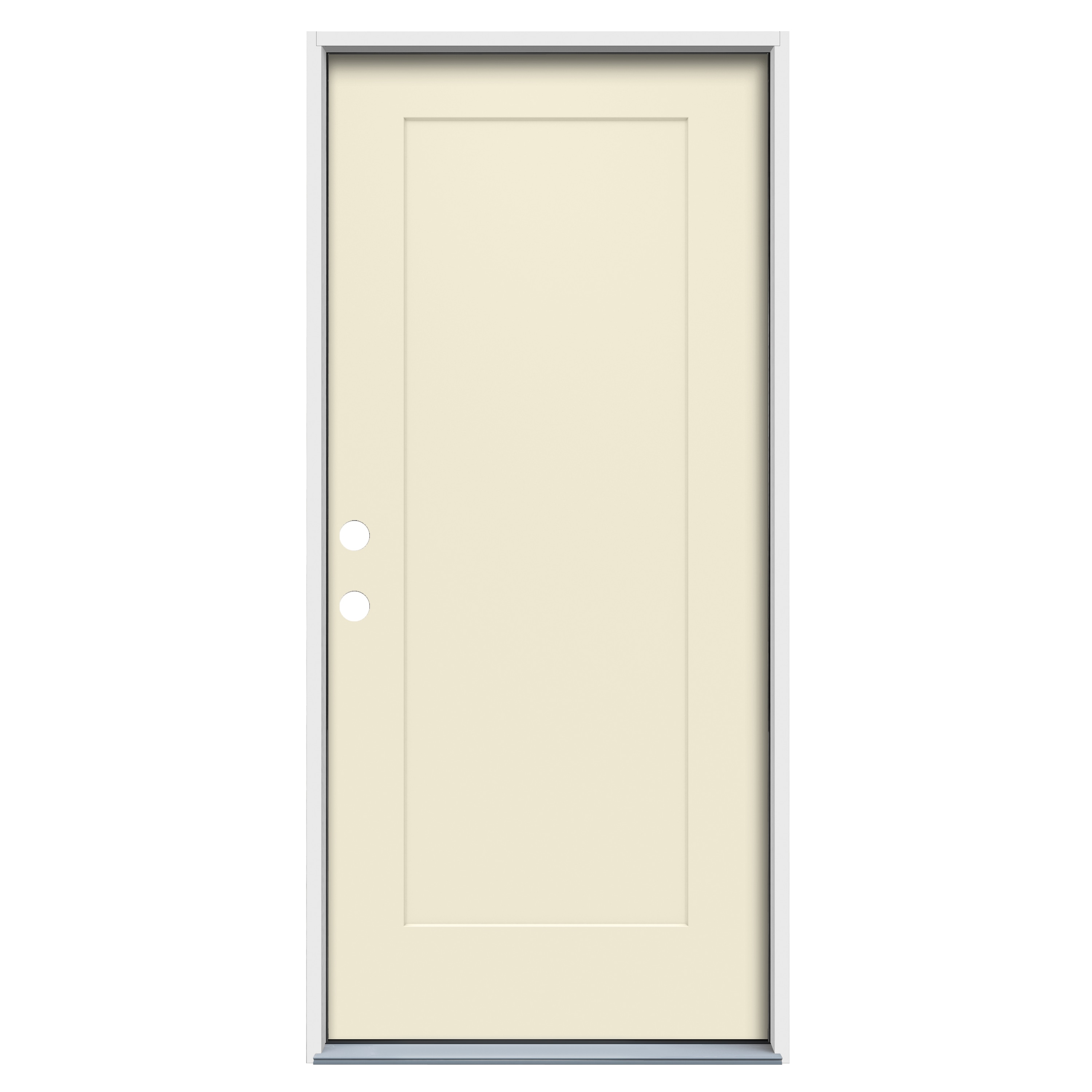 American Building Supply 32-in x 80-in Steel Right-Hand Inswing Bisque Paint Painted Prehung Single Front Door Insulating Core in Off-White -  LO1049552