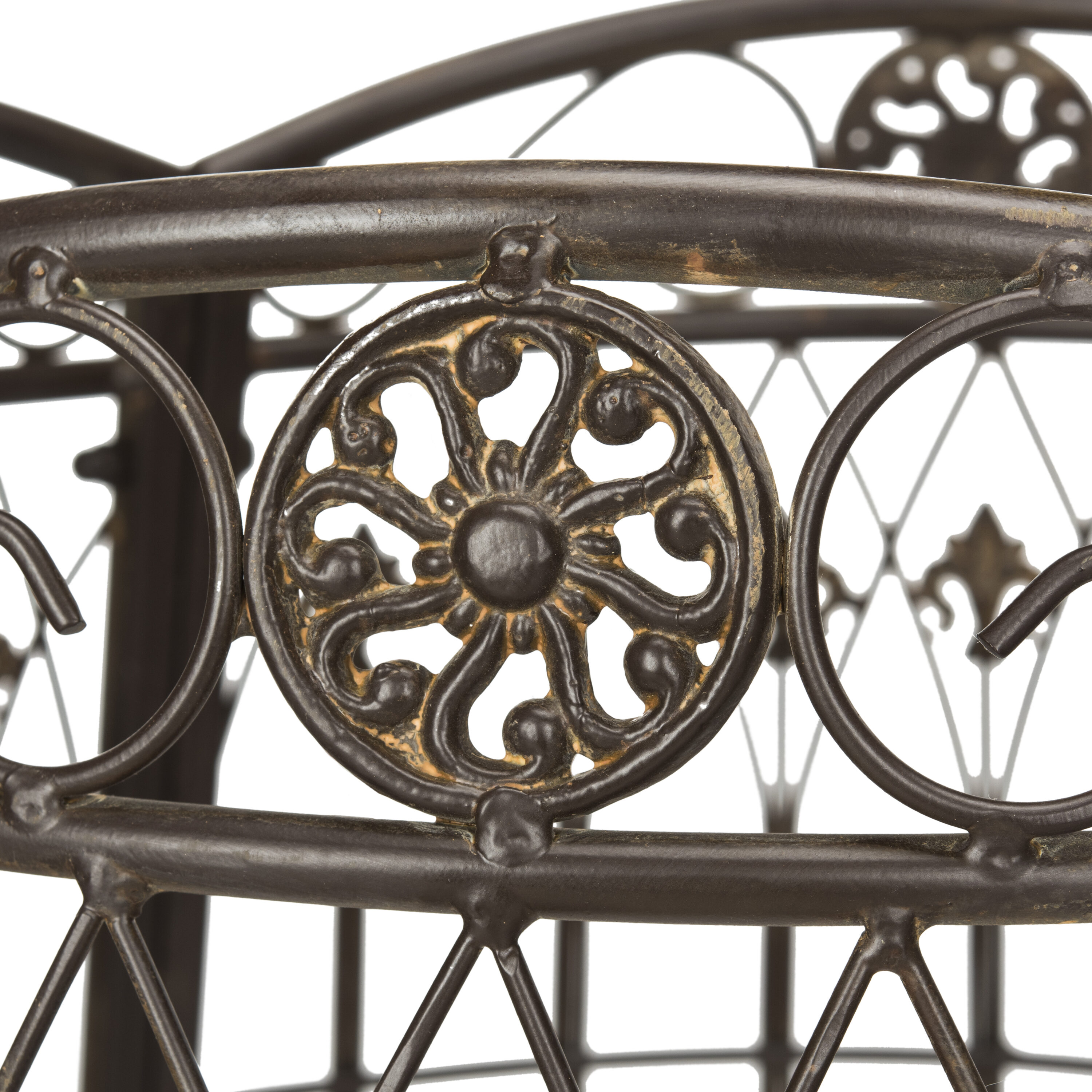 Safavieh PAT5019A Ally 60.25-in W x 33.75-in H Rustic Brown Wrought iron Garden Bench