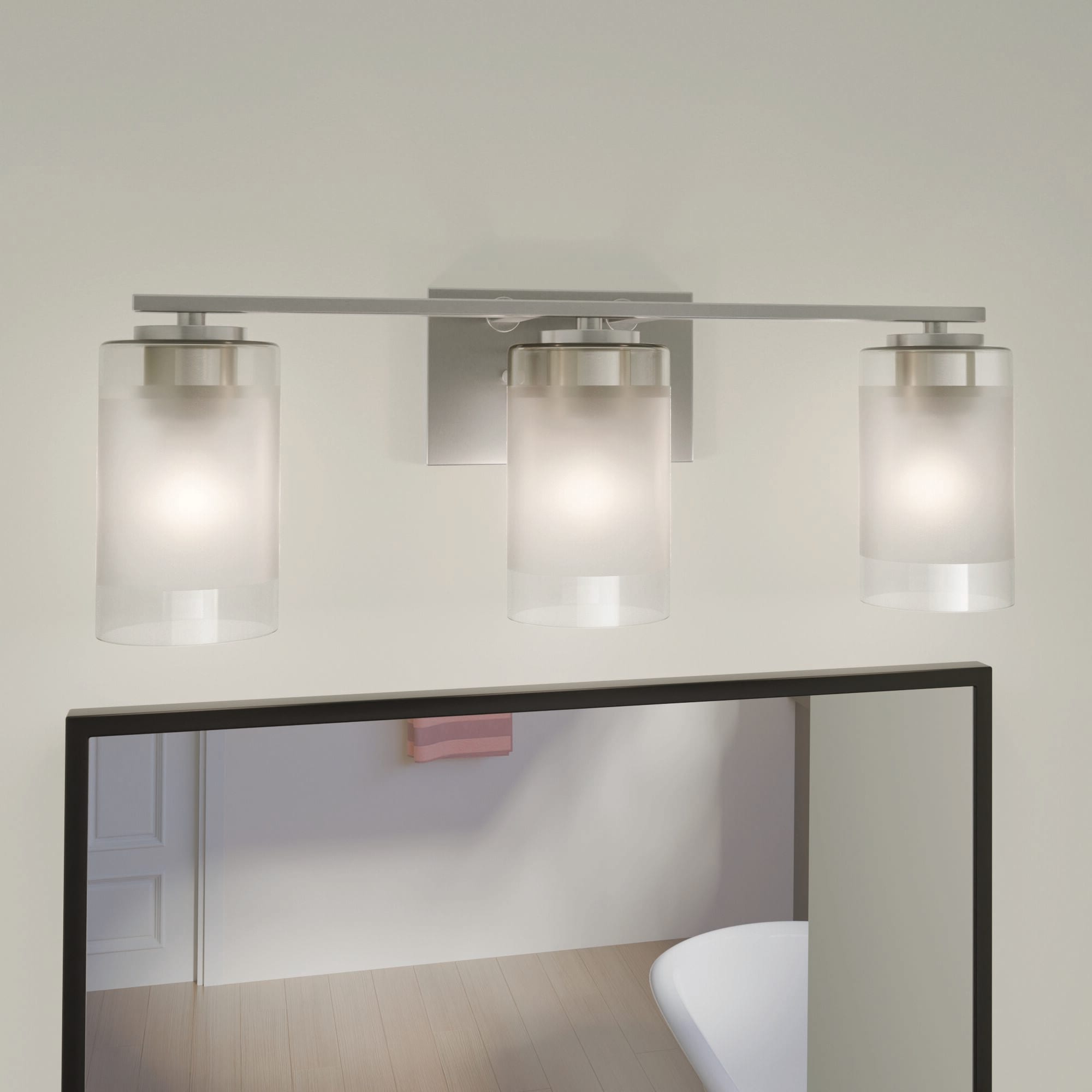 allen + roth 1059ARBN Sparrow 22-in 3 -Light Brushed Nickel Coastal Vanity light