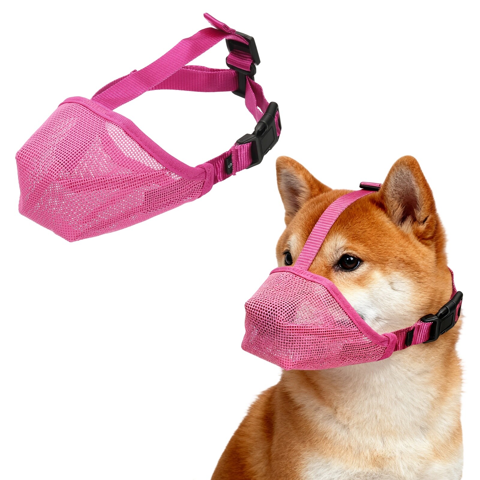 Unique Bargains 1pc Dog Muzzle Soft Mesh Muzzle Adjustable Covered Mouth Guard Breathable (Rose Red S) Intended for Anti Biting Chewing/Small Medium Large Puppies/Grooming/Allows Pant Drink
