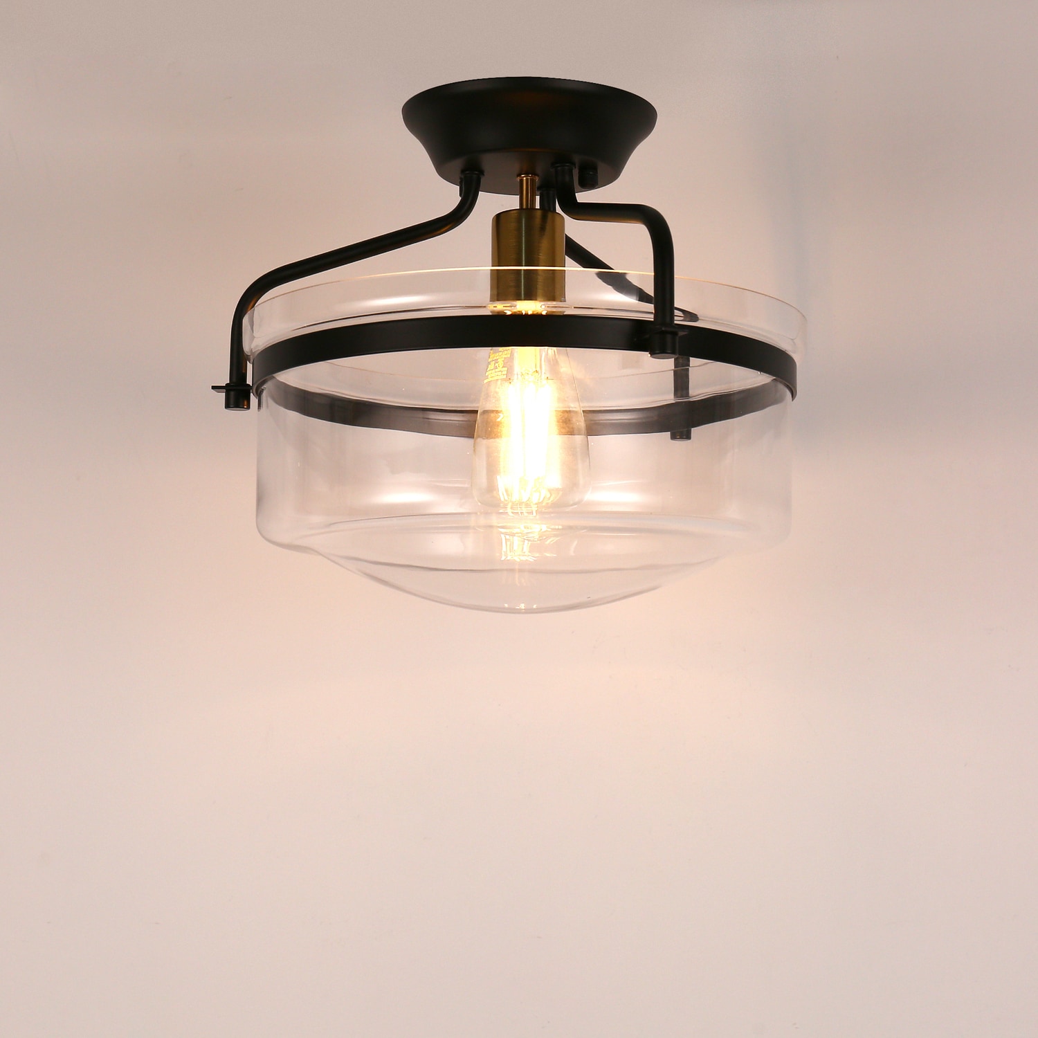 YANSUN L-MJ0018809 1 -Light 14-in Matte Black Flush Mount Light