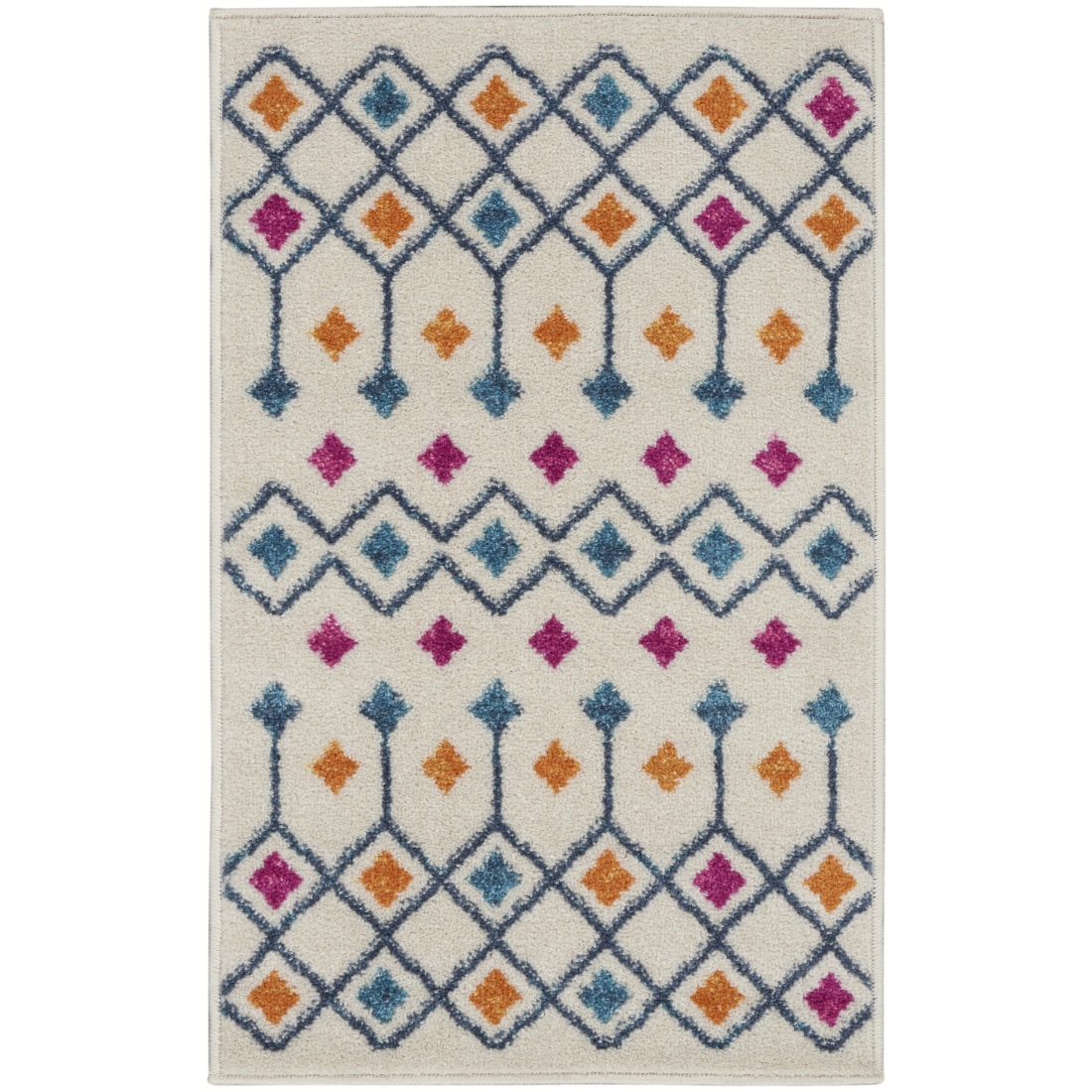 HomeRoots 4000385787 2 x 3 (ft) Polypropylene Ivory Multi Rectangular Indoor Geometric Area rug