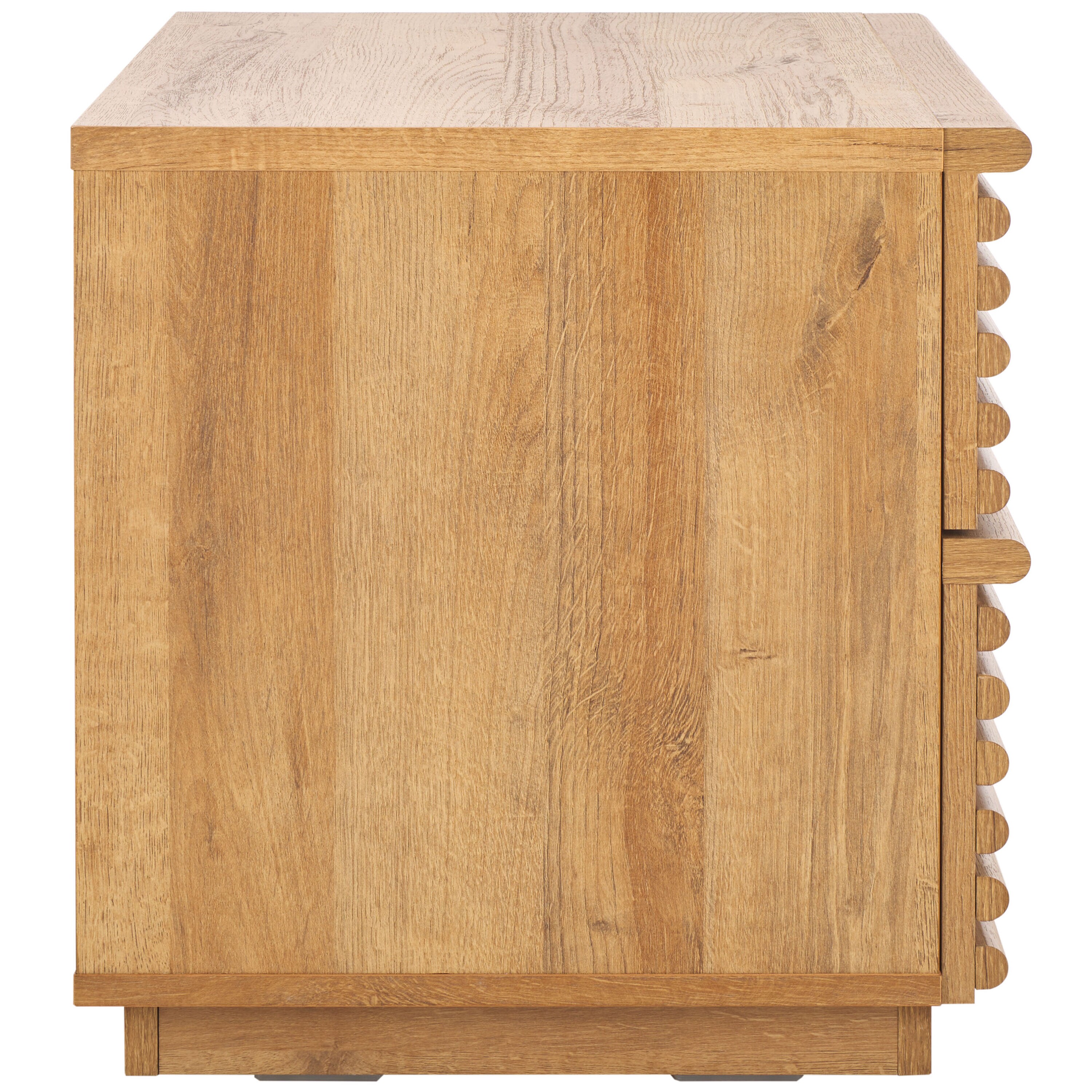 Averi Rustic Oak 2-Drawer Slatted Nightstand