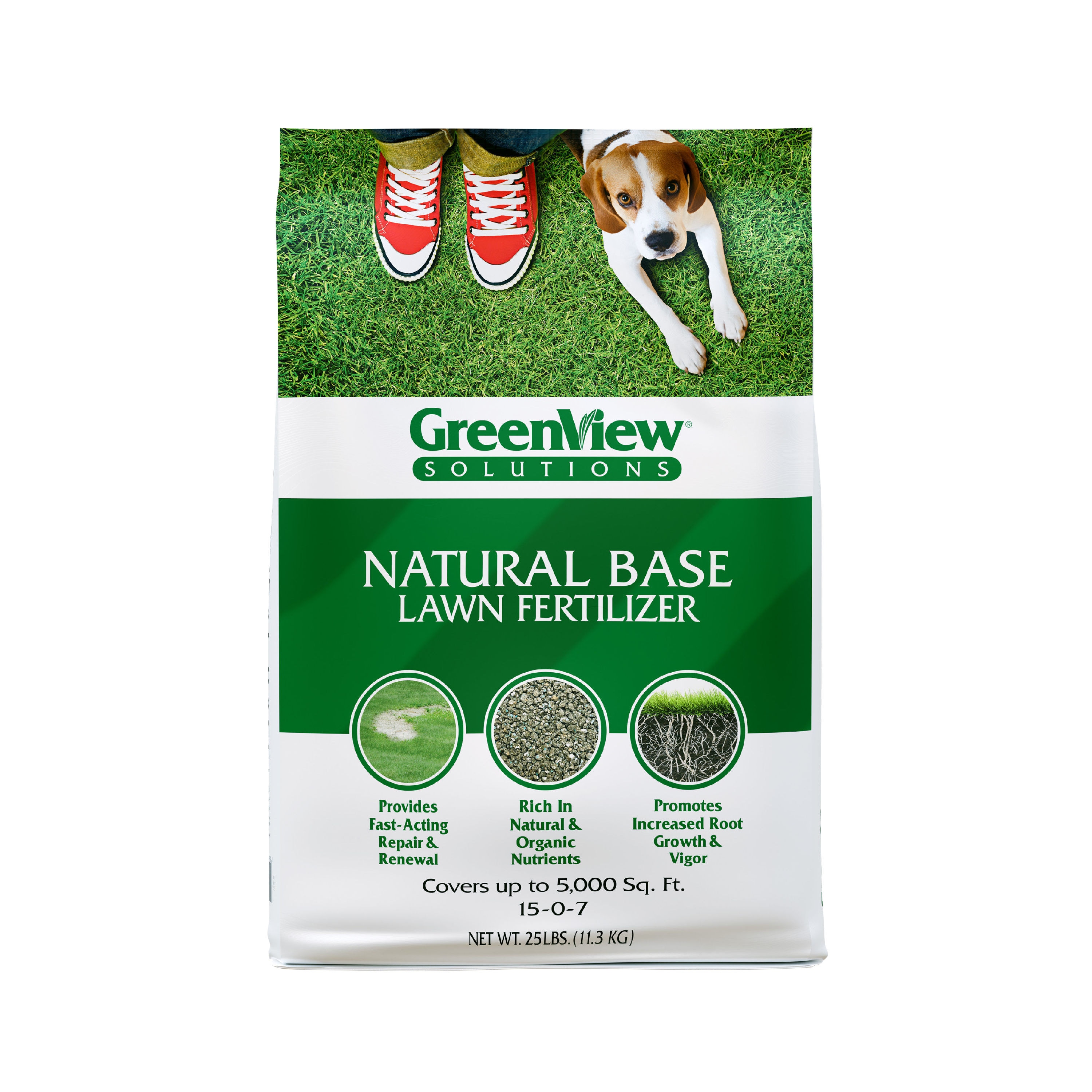 Greenview - Solutions Natural Base Fertilizer 25-lb 5000-sq ft 15-0-7 Natural All-purpose Lawn St...