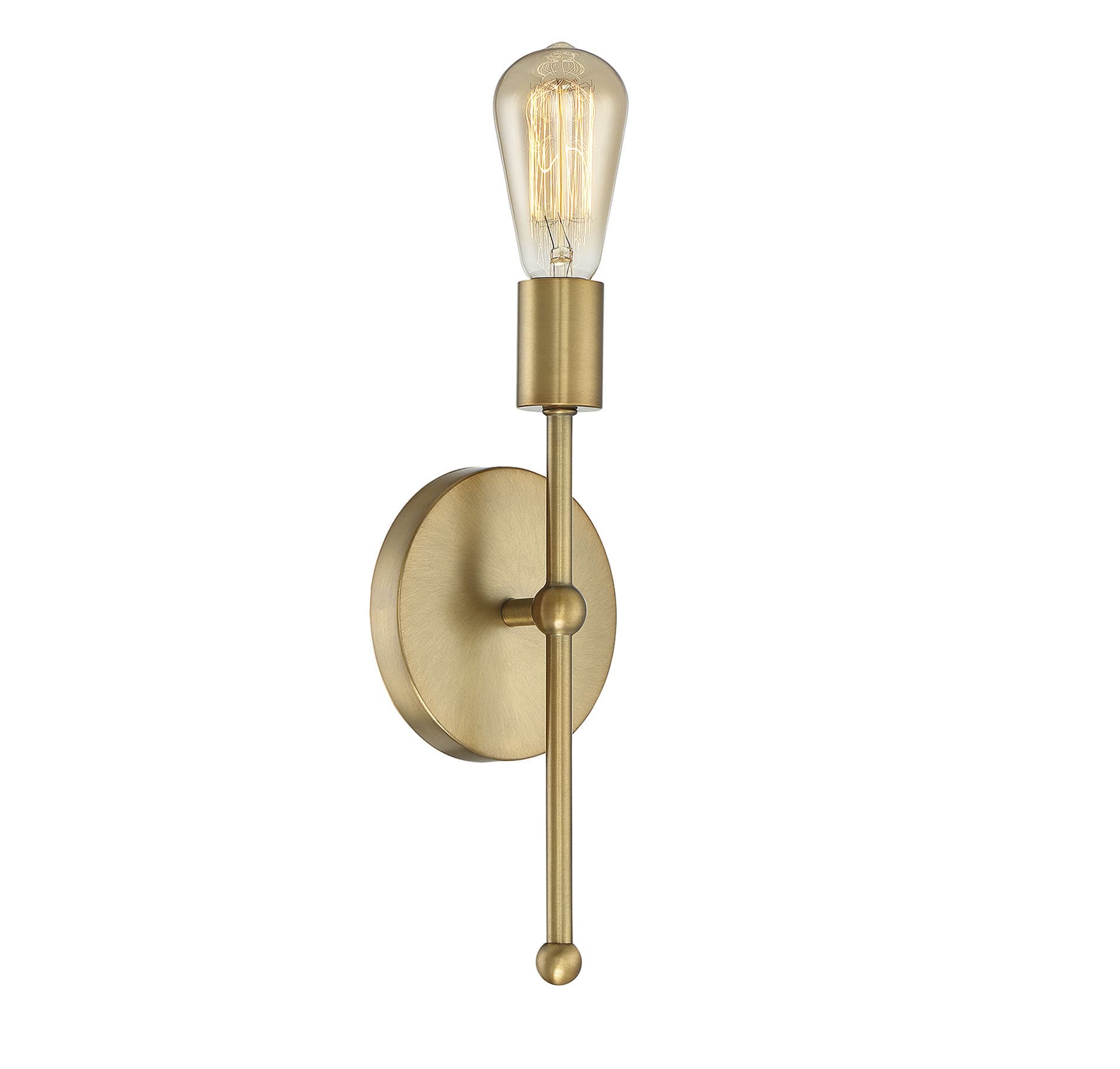 Meridian Lite Trends M90005-322 Meridian 5.13-in W 1 -Light Brushed Brass Industrial Wall Sconce