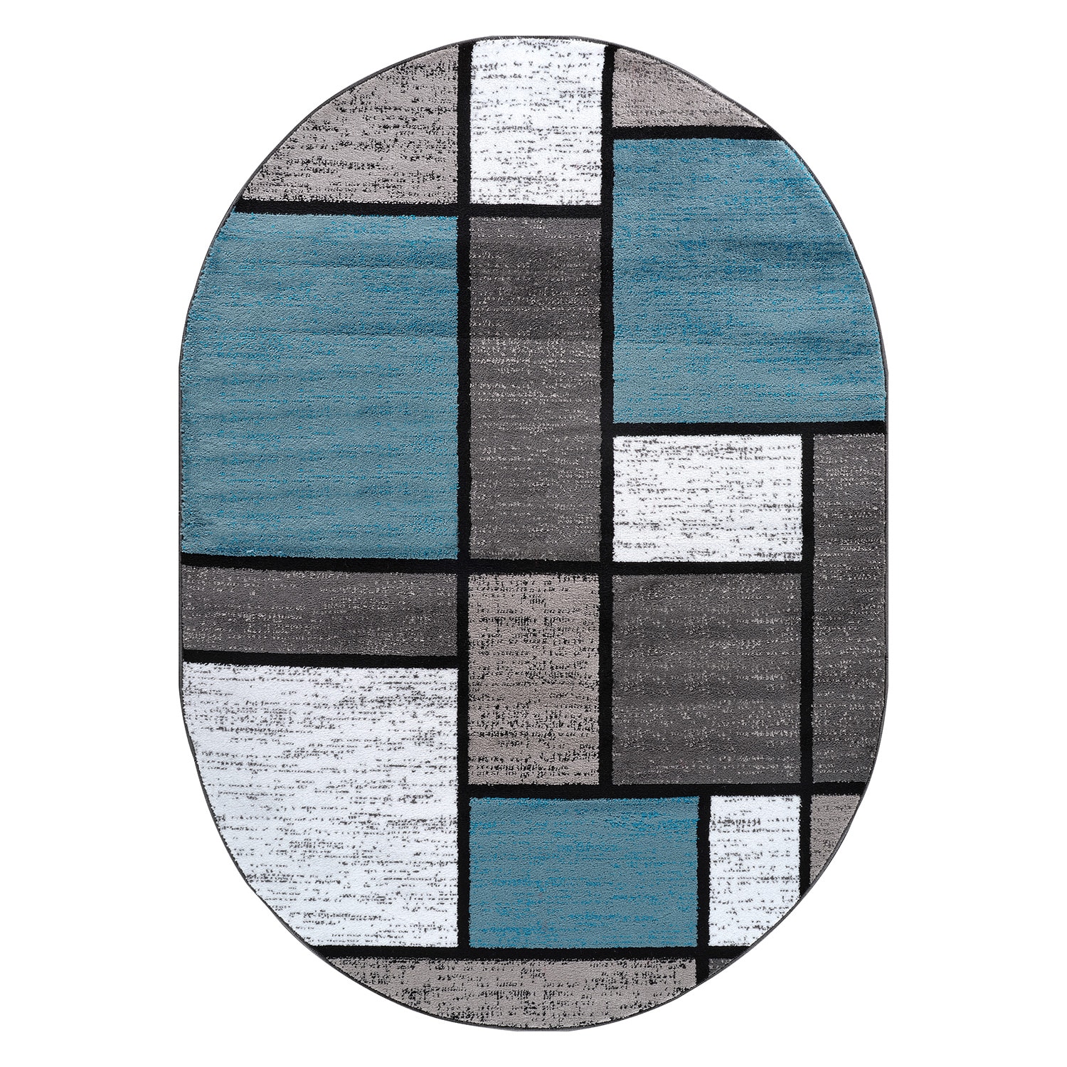 World Rug Gallery 106BLUE5OV 5 x 7 (ft) Loomed Polypropylene Blue Oval Indoor Geometric Global Area rug