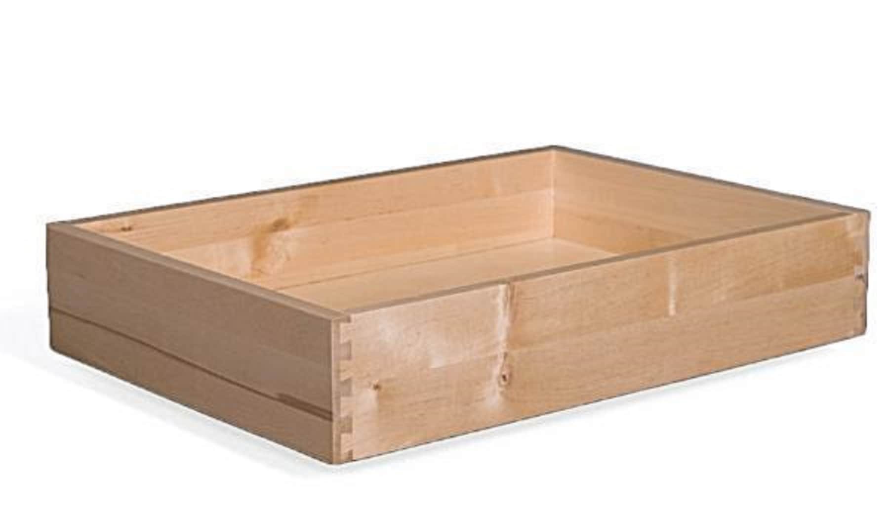 Solid Birch Wood Drawer Box, 16-15/16 in. Width, 3-1/2 in. Height, 18 in.  Depth