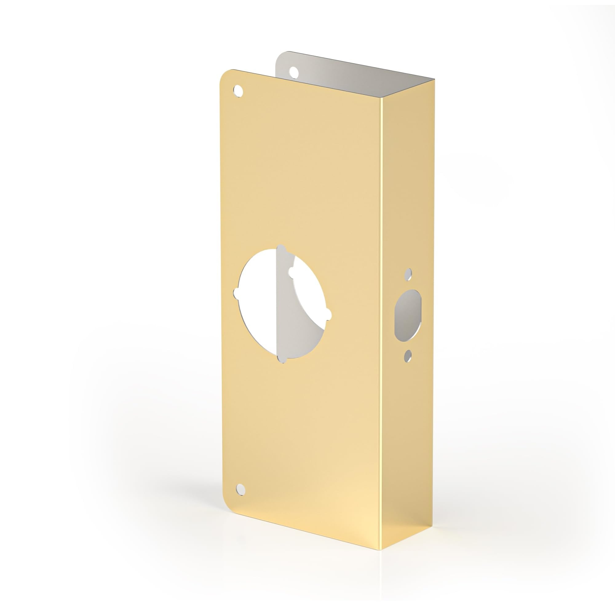 Adrinfly  Door Knob Reinforcement Plate Polished Gold Fits One and Three Quarter Inch Doors Two and Three Eighths Inch Backset Door Lock and Knob