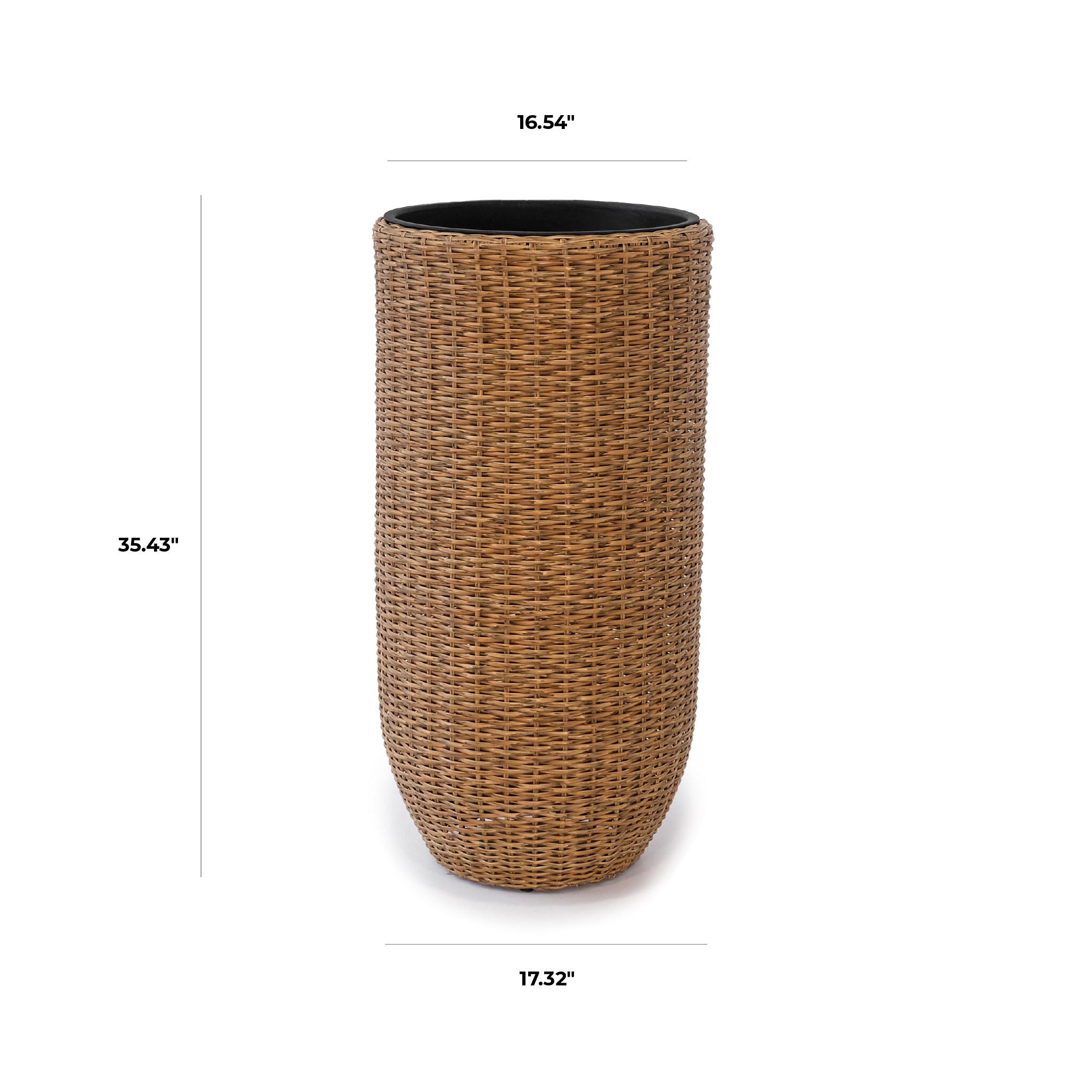 17.32-in W x 35.43-in H Brown Polyrattan Indoor Planter in the 