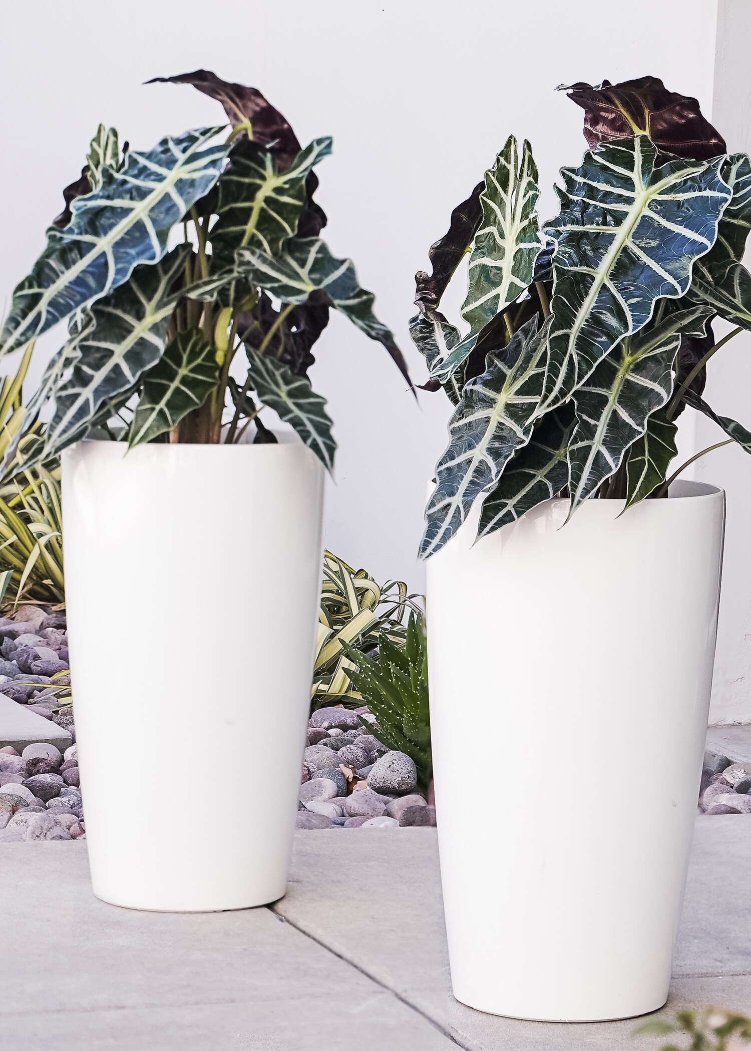 XBrand PL3448WT 2-Pack Round 12.5-in W x 21-in H White Plastic Contemporary/Modern Indoor/Outdoor Planter