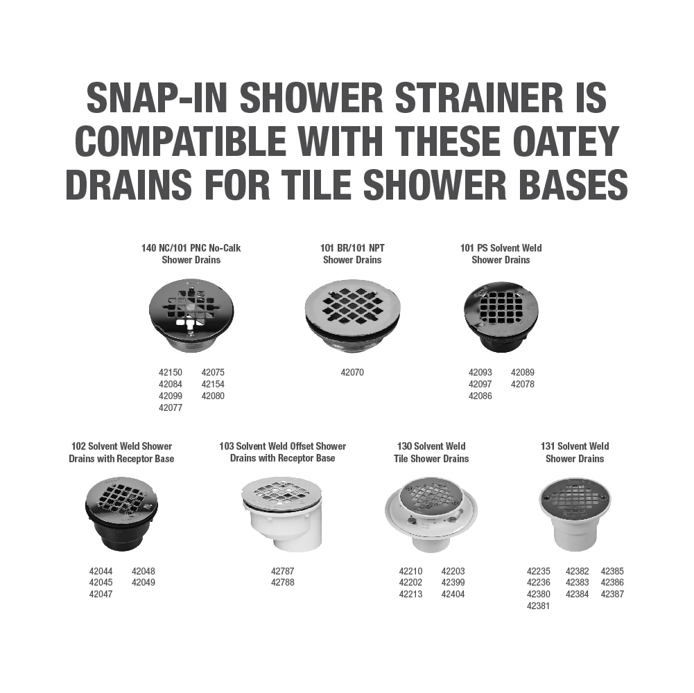 Oatey 42238 Square Stainless Steel Strainer ABS Shower Drain, 2x3, B –  Toolbox Supply