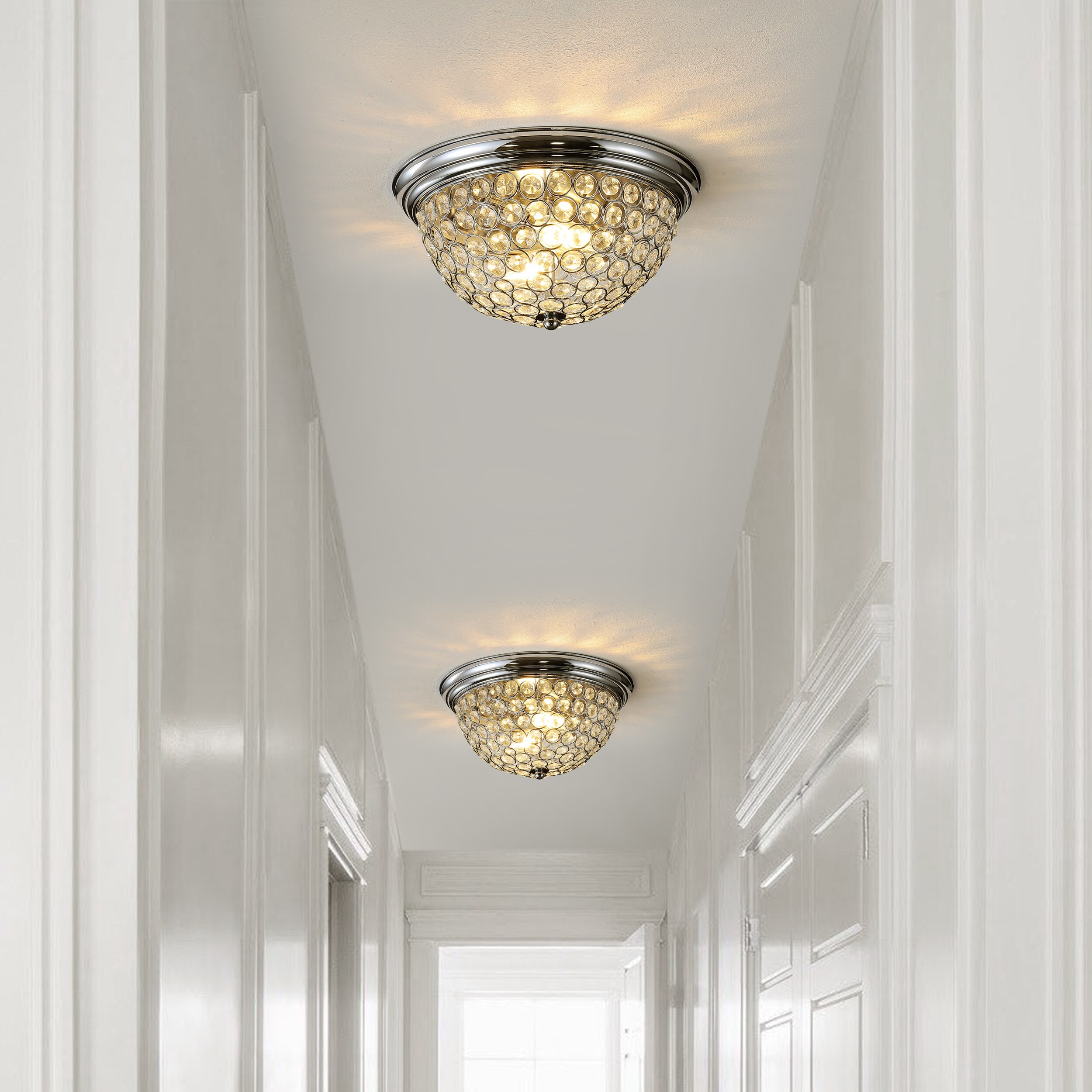 12" Clear Crystal and Chrome LED Flush Mount Light