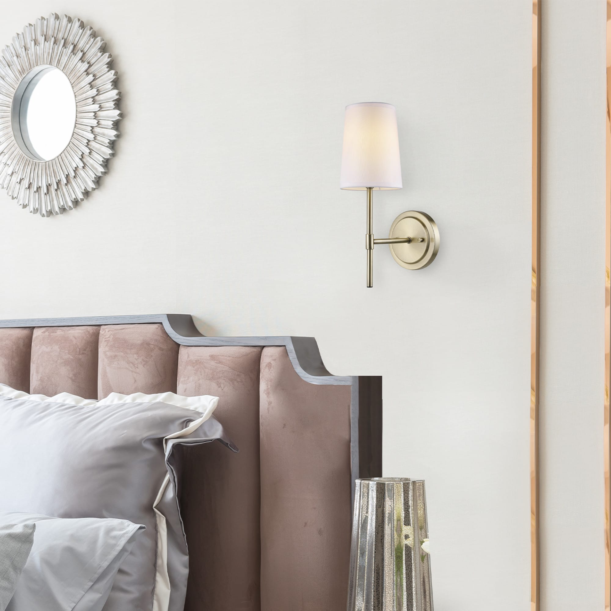 Clarissa Matte Brass Vintage Lantern Wall Sconce with White Shade