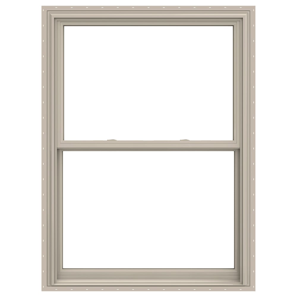 JELD-WEN LOWOLJW179200202 V-2500 35-1/2-in x 47-1/2-in Desert Sand Desert Sand Vinyl New construction Double Hung Window Low-E argon Double Pane Glass (Full Screen Included)