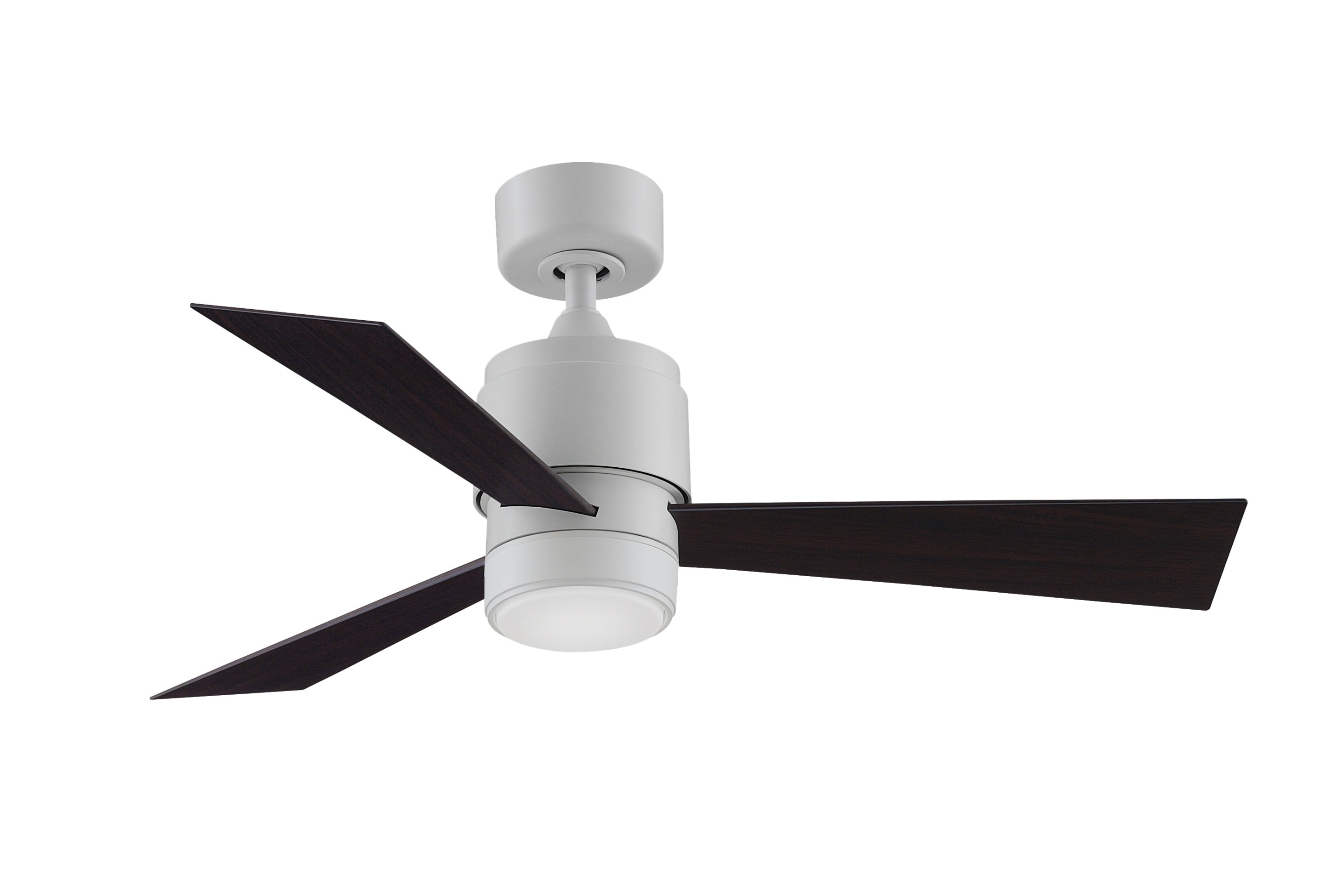 Fanimation FP4660MWW-44DWAW-LK Zonix Wet Custom 44-in Matte White with Dark Walnut Blades Integrated LED Indoor/Outdoor Propeller Ceiling Fan with Light and Remote (3-Blade)