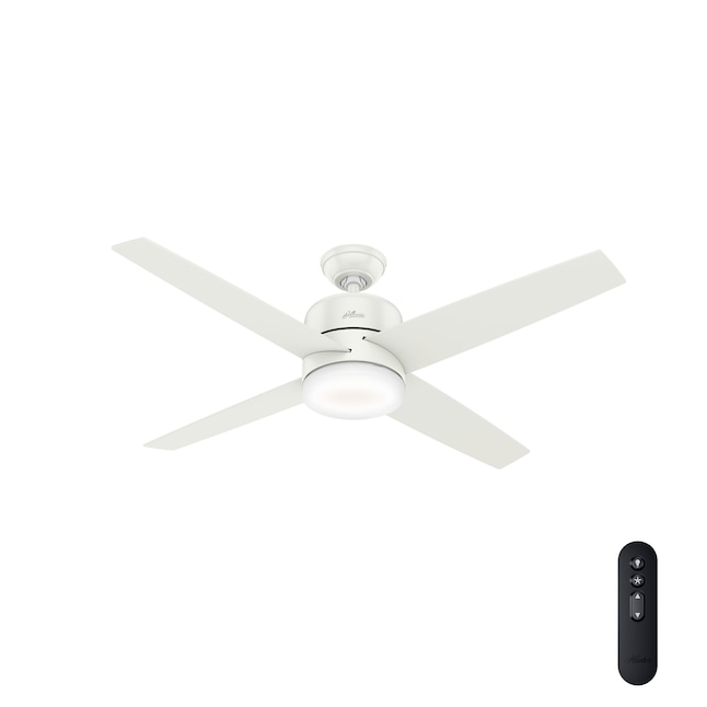 Hunter Advocate 54 In Fresh White Led Indoor Downrod Or Flush Mount Smart Ceiling Fan With Light Remote 4 Blade The Fans Department At Com - Ceiling Fan And Led Light Dimmer