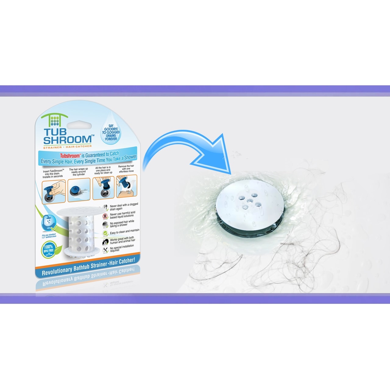 TubShroom Clear Bathtub Drain Protector Hair Catcher - Fits Any Standard Tub  Drain - Easy to Clean - No More Tangled Messes in the Bathtub & Shower  Drain Accessories department at