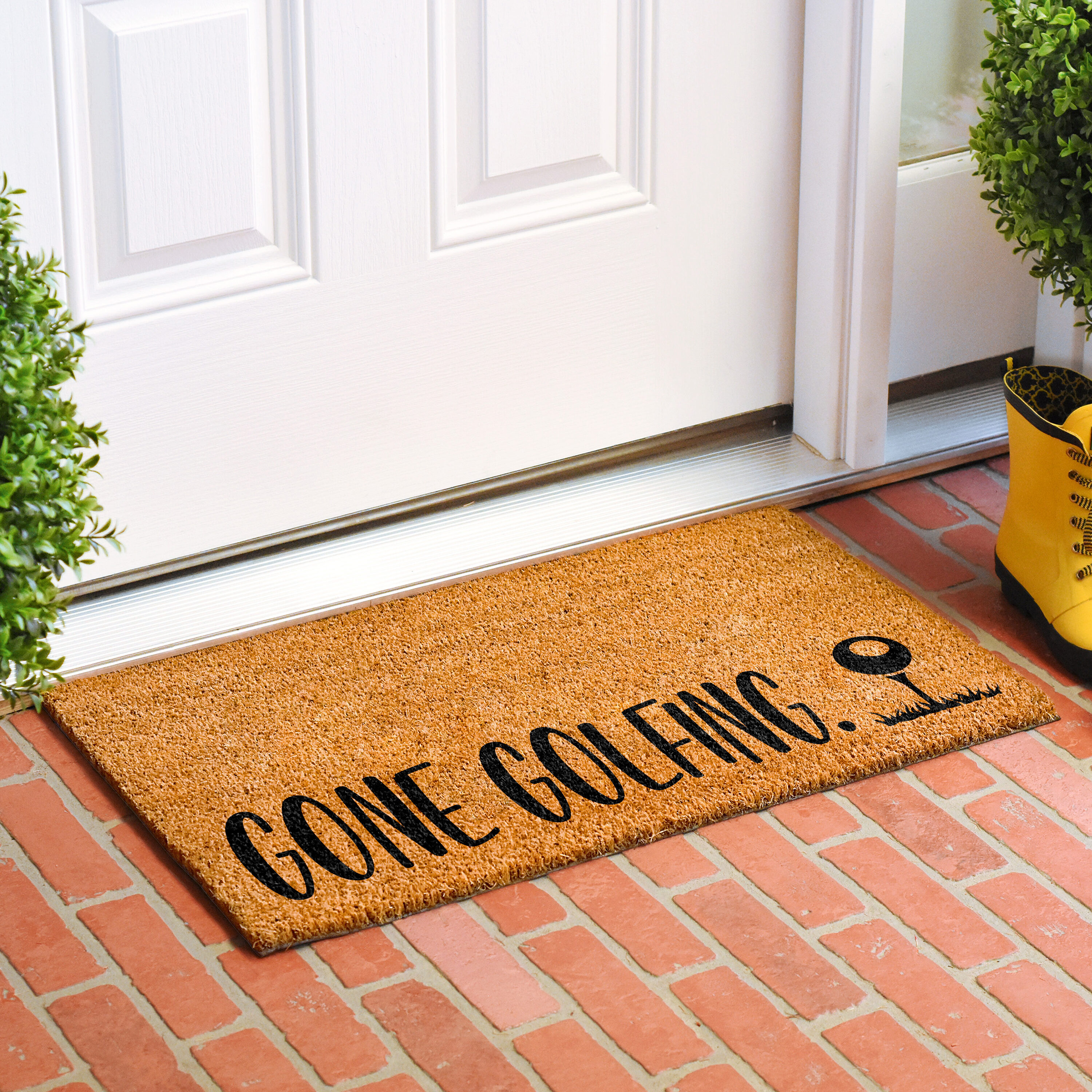 Gone Golfing Natural Coir and Vinyl Outdoor Doormat
