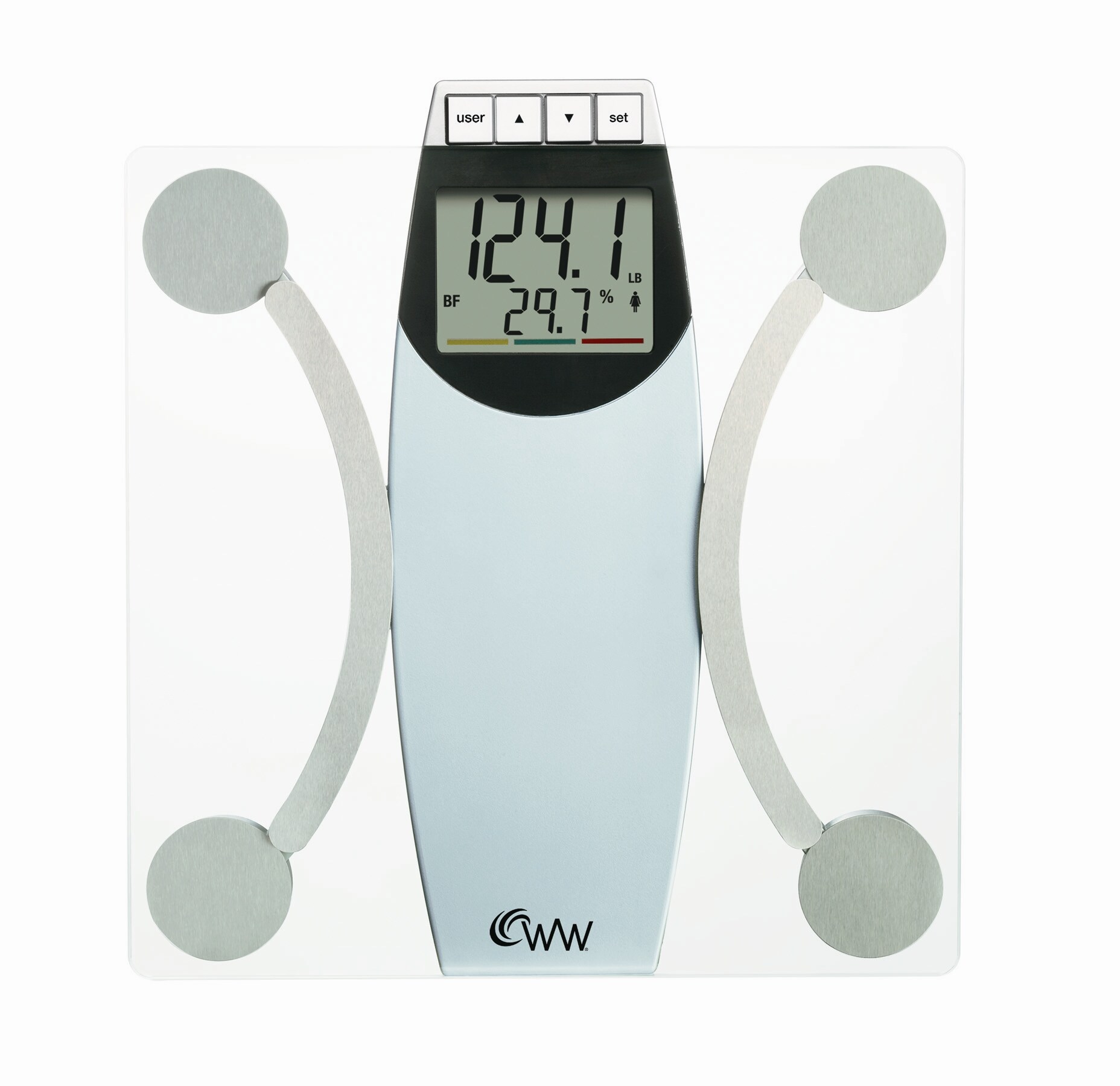 Weight Watchers 380 lbs. Digital Clear Bathroom Scale with Body Fat  Indicator at