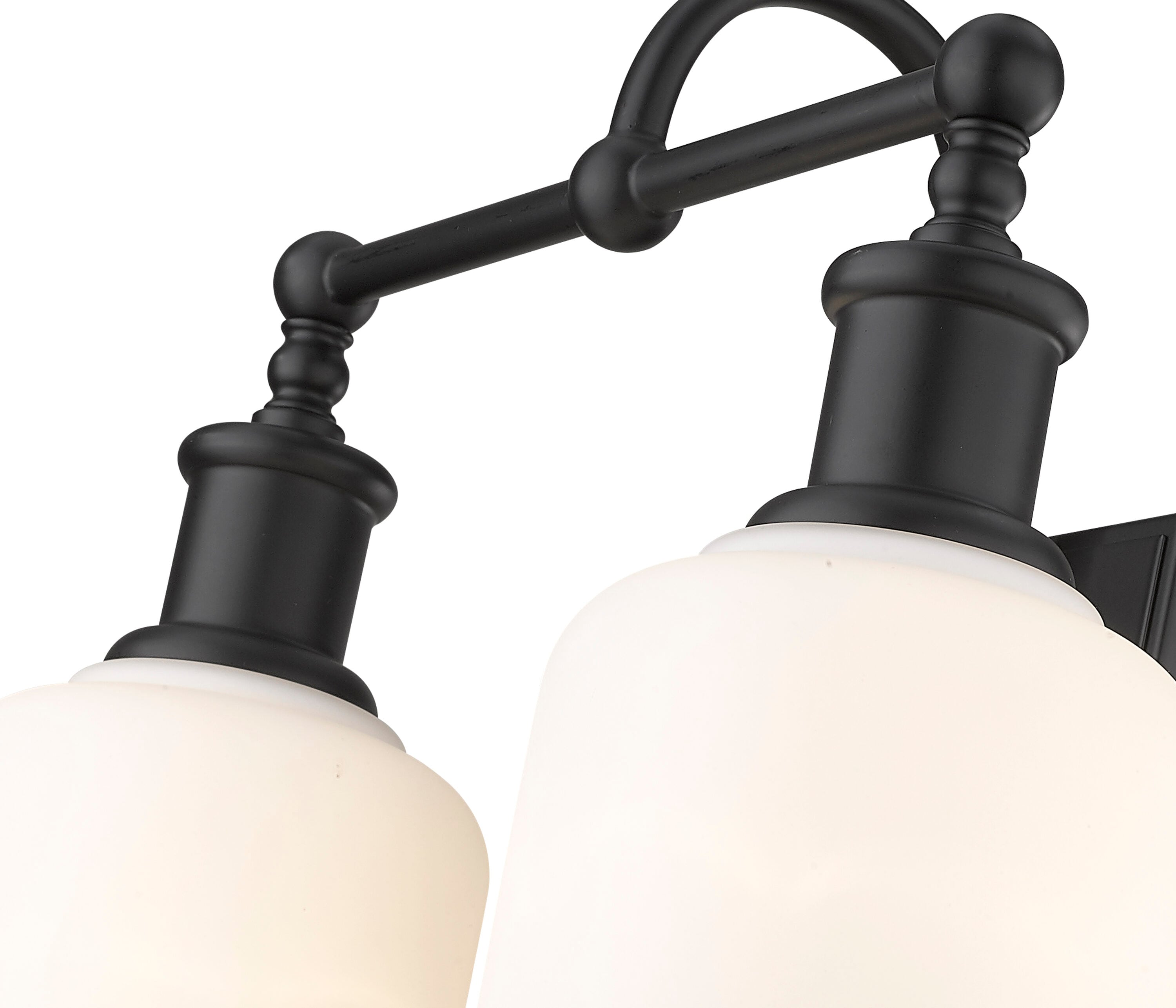 Bryant Matte Black and Opal Glass 2-Light Vanity Sconce