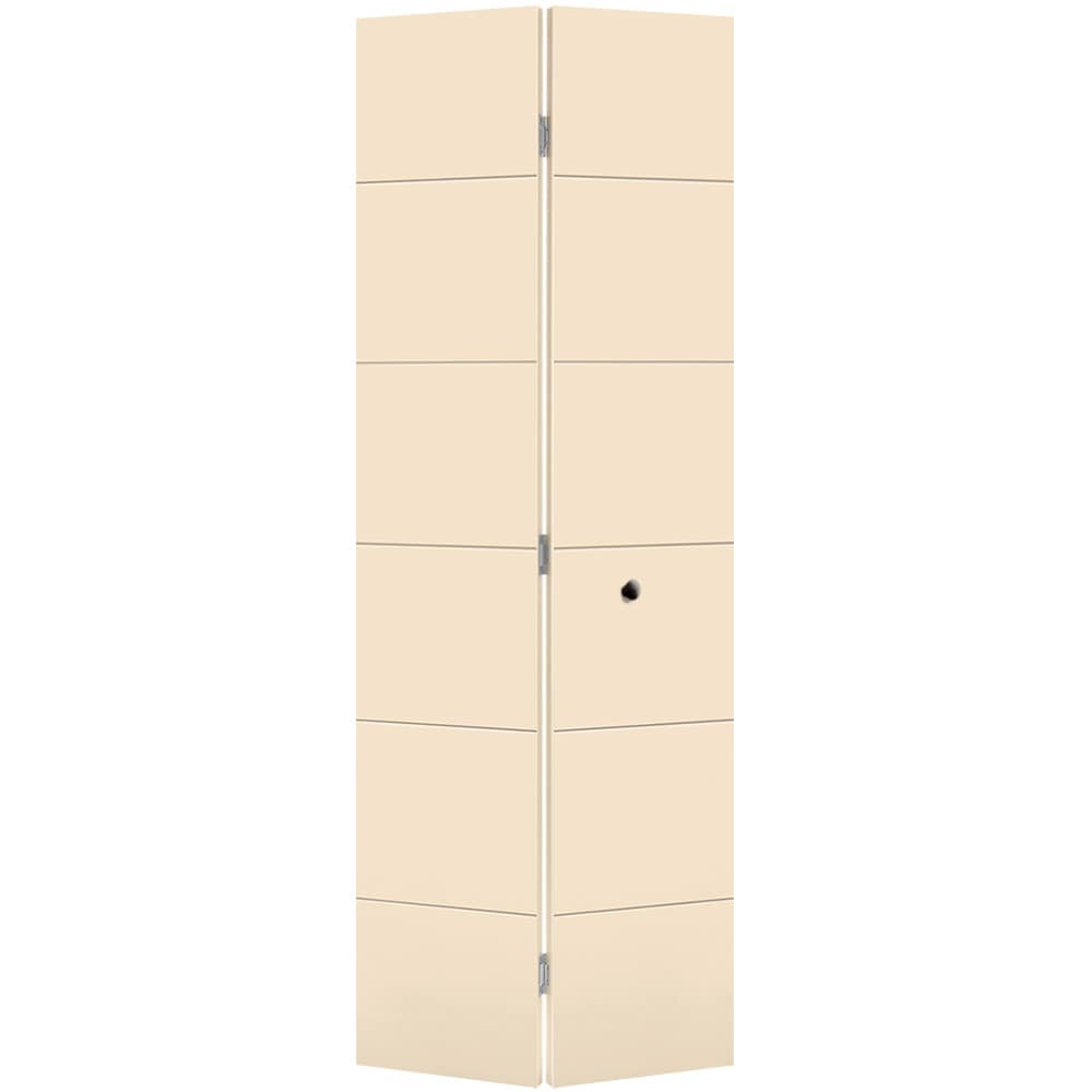 Masonite 1444806 Melrose 30-in x 80-in Cream N sugar Flush Smooth Hollow core Prefinished Molded composite Closet Bifold Door ( Hardware Included )
