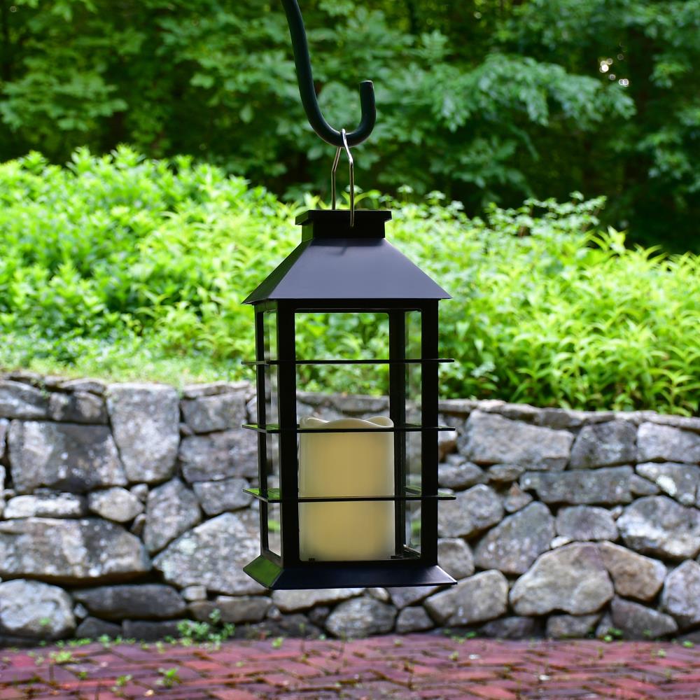 Globe Electric 6.8-in x 16-in Matte Black Metal LED Light Outdoor  Decorative Lantern in the Outdoor Decorative Lanterns department at