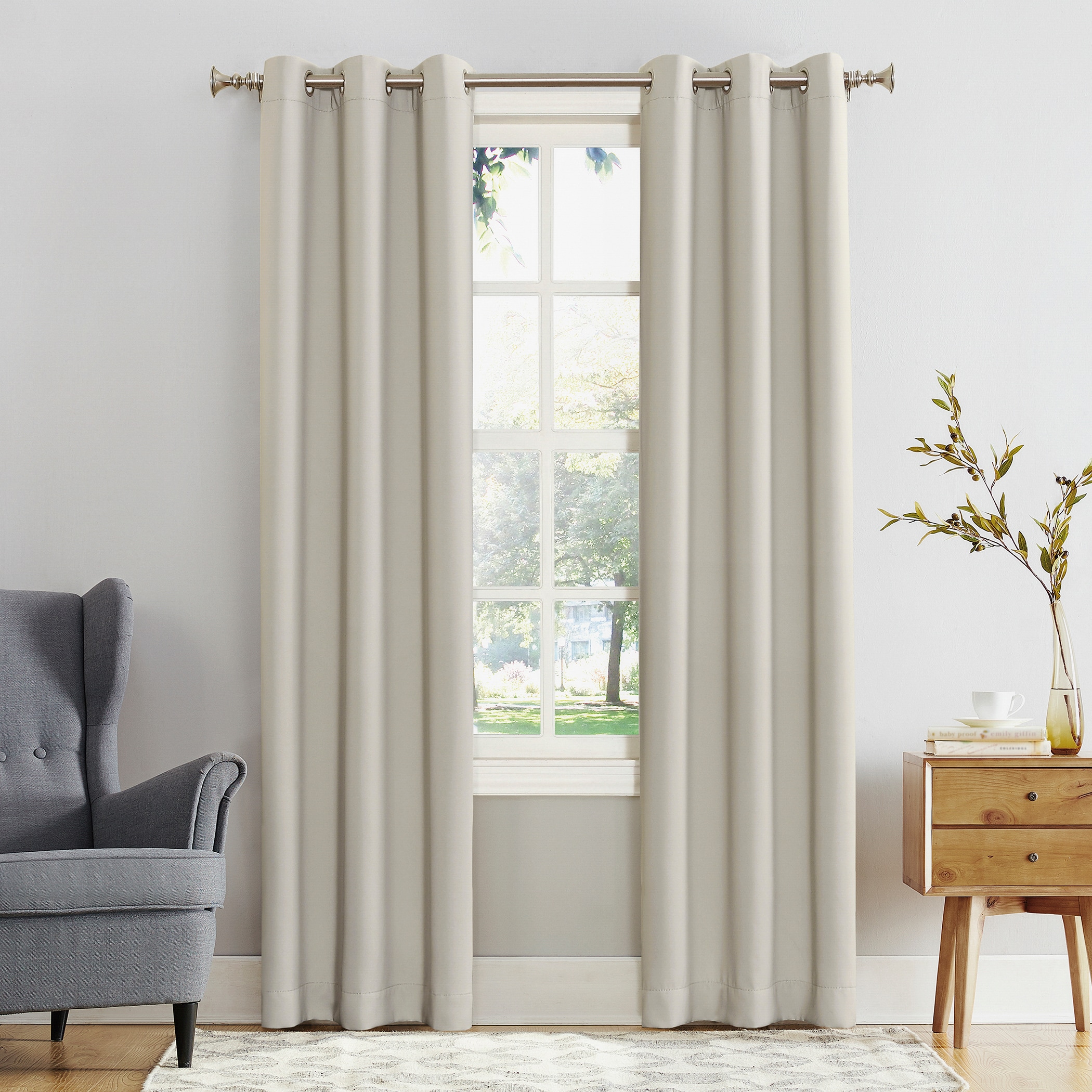 Sun Zero 50948 95-Inches Pearl Blackout Interlined Grommet Single curtain panel
