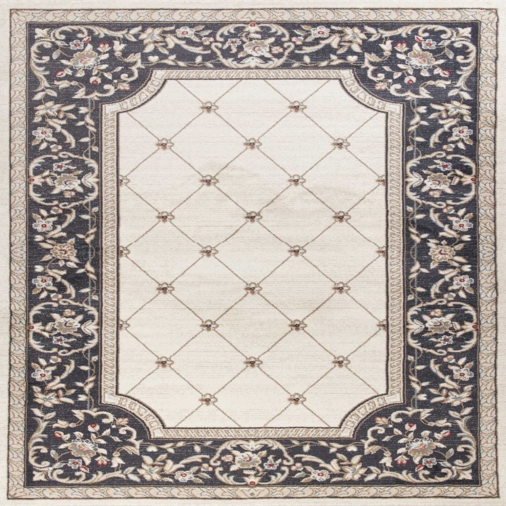 HomeRoots 352972 Bernadette 7 X 9 (ft) Rag Ivory Gray Indoor Border Area Rug