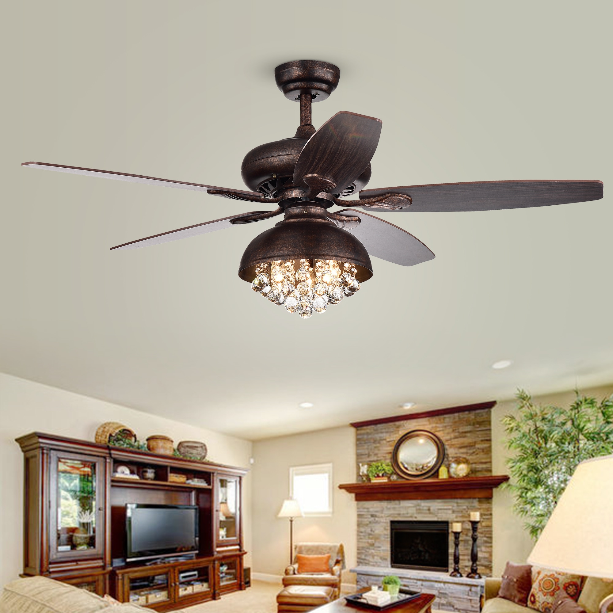 Home Accessories Inc 52-in Bronze Indoor Ceiling Fan with Light and ...