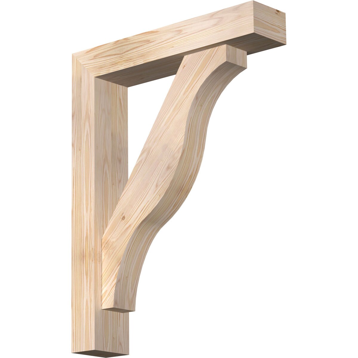 Ekena Millwork 1462551 Funston Block Smooth Bracket with Offset Brace Douglas Fir Wood Standard Bracket